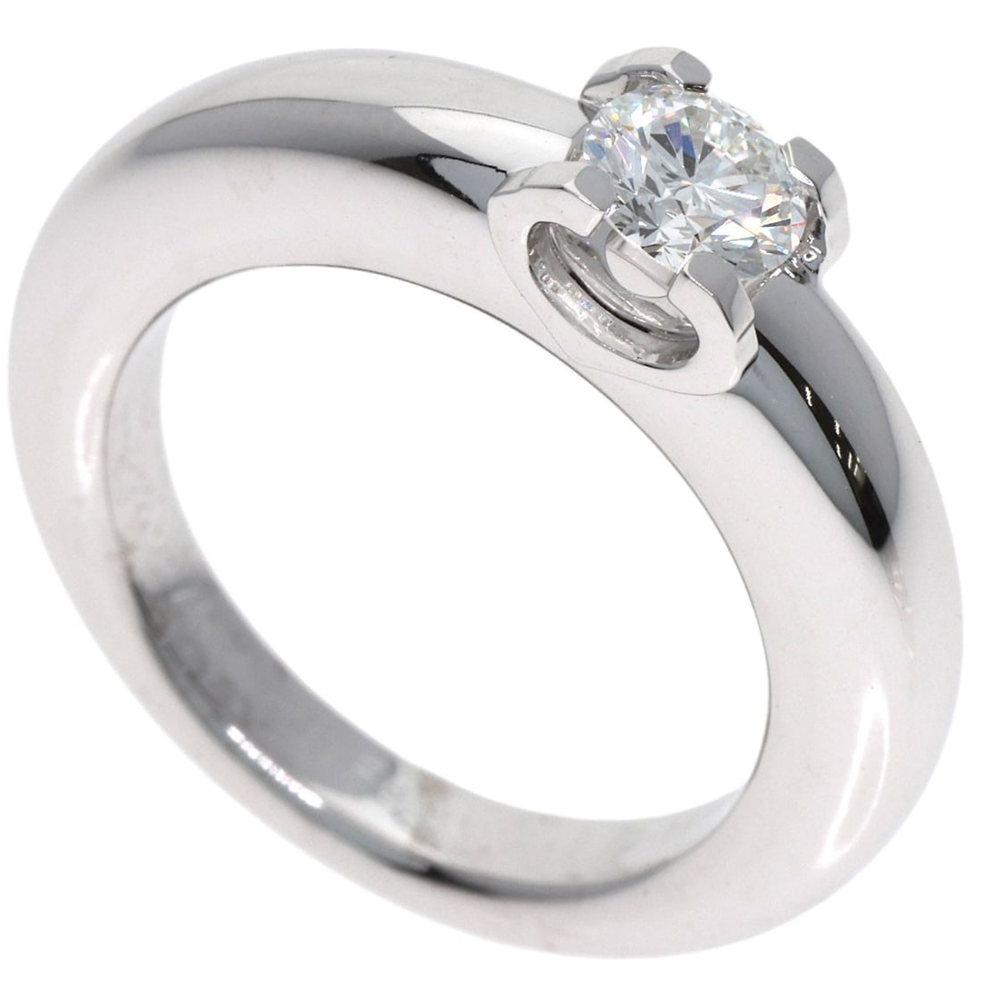 Cartier C De Cartier Solitaire #48 Ring K18 White Gold: Cartier C De Cartier Solitaire #48 Ring K18 White Gold Cartier's iconic C De Cartier Solitaire #48 Ring is a masterclass in understated elegance, featuring a sleek K18 white gold band adorned with a