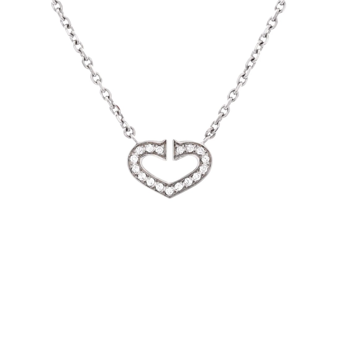 Cartier Heart de Cartier Pendant 18K White Gold with Pave Diamonds: Cartier Heart de Cartier Pendant 18K White Gold with Pave Diamonds Cartier Heart de Cartier Pendant 18K White Gold with Pave Diamonds - A stunning 18K white gold pendant featuring a pave diamond