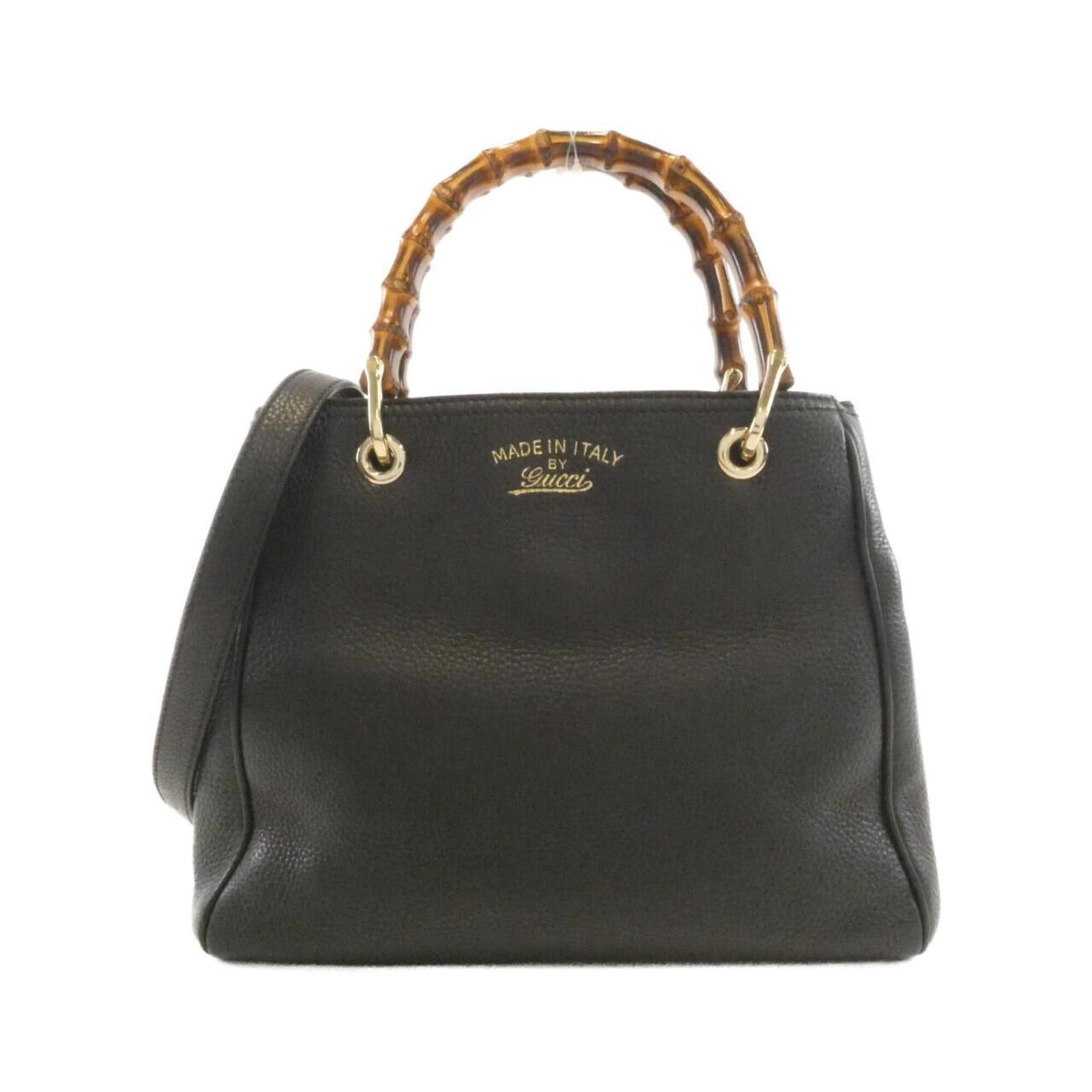 Handbag Leather Gucci: Handbag Leather Gucci Black leather Gucci handbag with gold hardware, measuring 22cm x 28cm x 12cm. This classic design features high-quality leather construction and elegant gold accents, making it