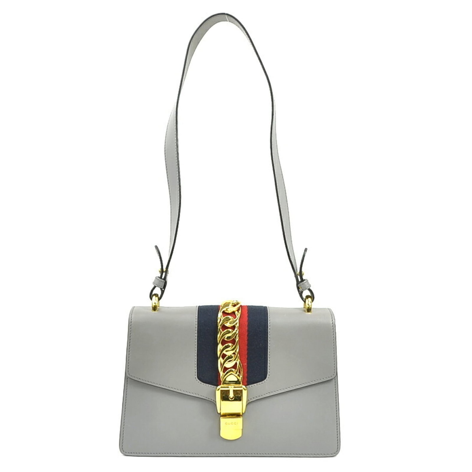 Shoulder Bag Leather: Shoulder Bag Leather Gray leather shoulder bag from Gucci, measuring 16.5cm x 25.5cm x 6.5cm, comes with a dust bag for protection. This stylish bag features high-quality leather material and a