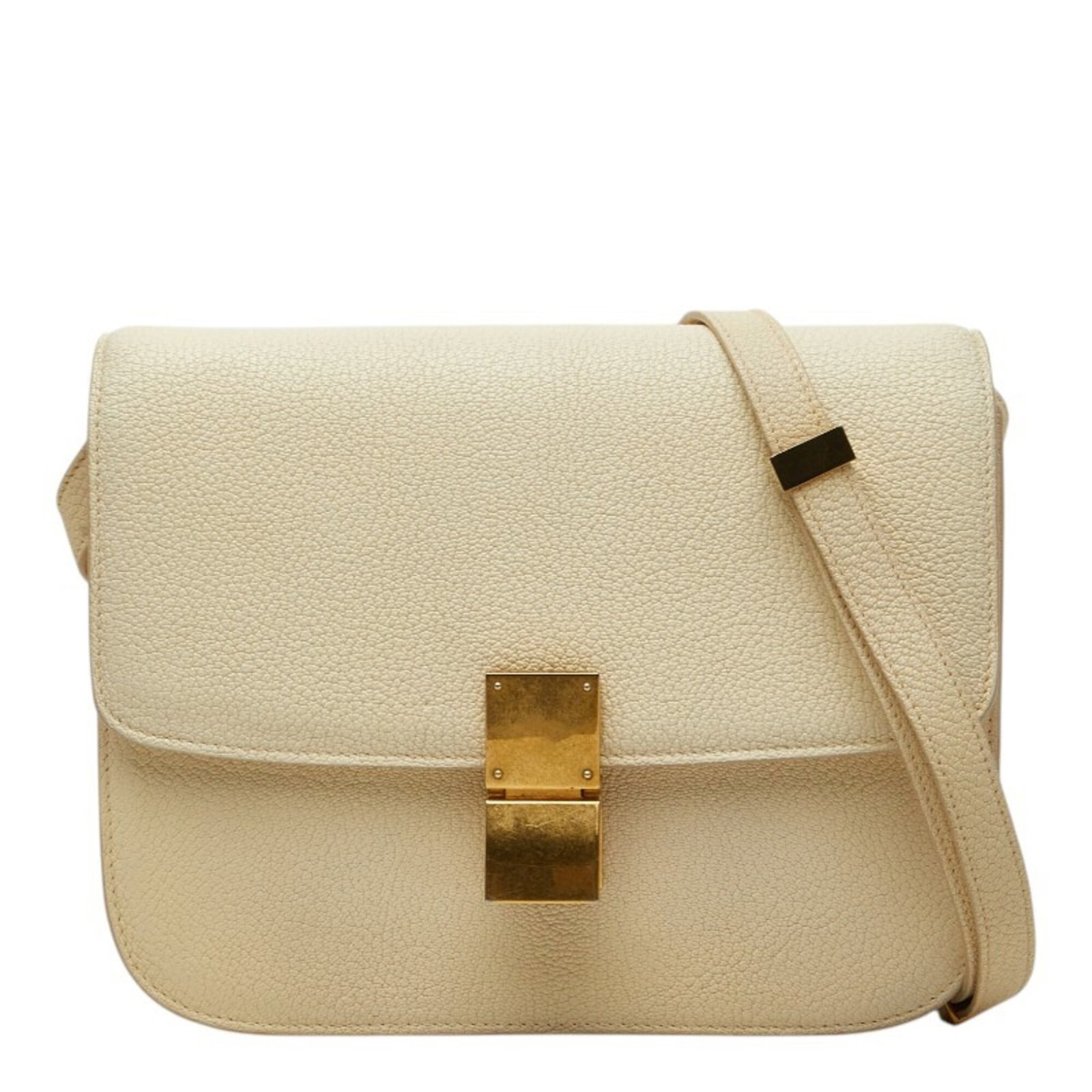 Shoulder Bag Leather Celine: Shoulder Bag Leather Celine The Celine shoulder bag is crafted from high-quality leather, featuring an ivory color that adds a touch of elegance to any outfit. Measuring 18cm x 23.5cm x 6cm, this