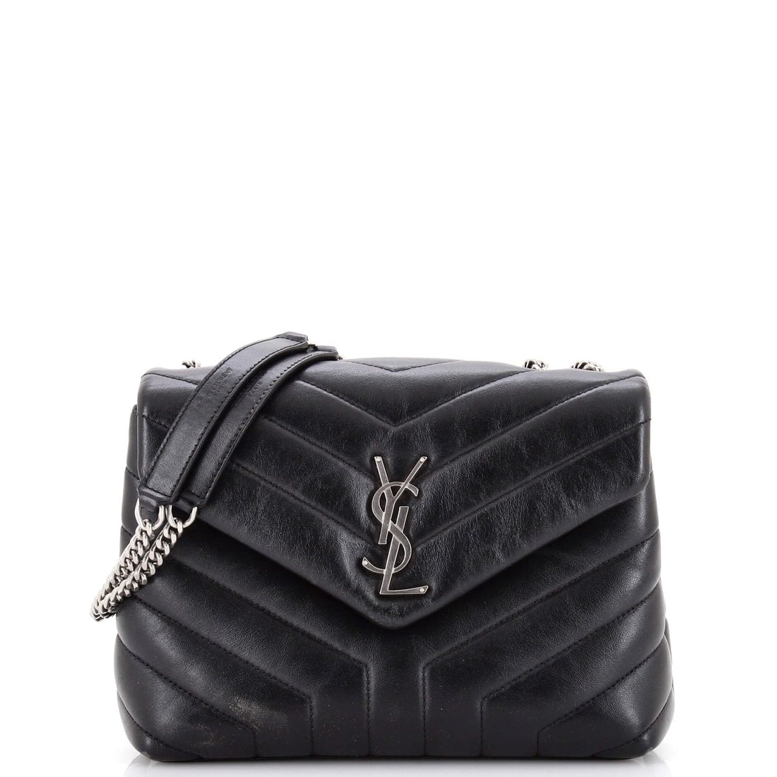 Laurent Saint Loulou Small Matelasse Leather Chevron Shoulder Bag: Laurent Saint Loulou Small Matelasse Leather Chevron Shoulder Bag The Saint Laurent Small Matelasse Leather Chevron Shoulder Bag features a sleek black exterior with a unique chevron pattern, adding