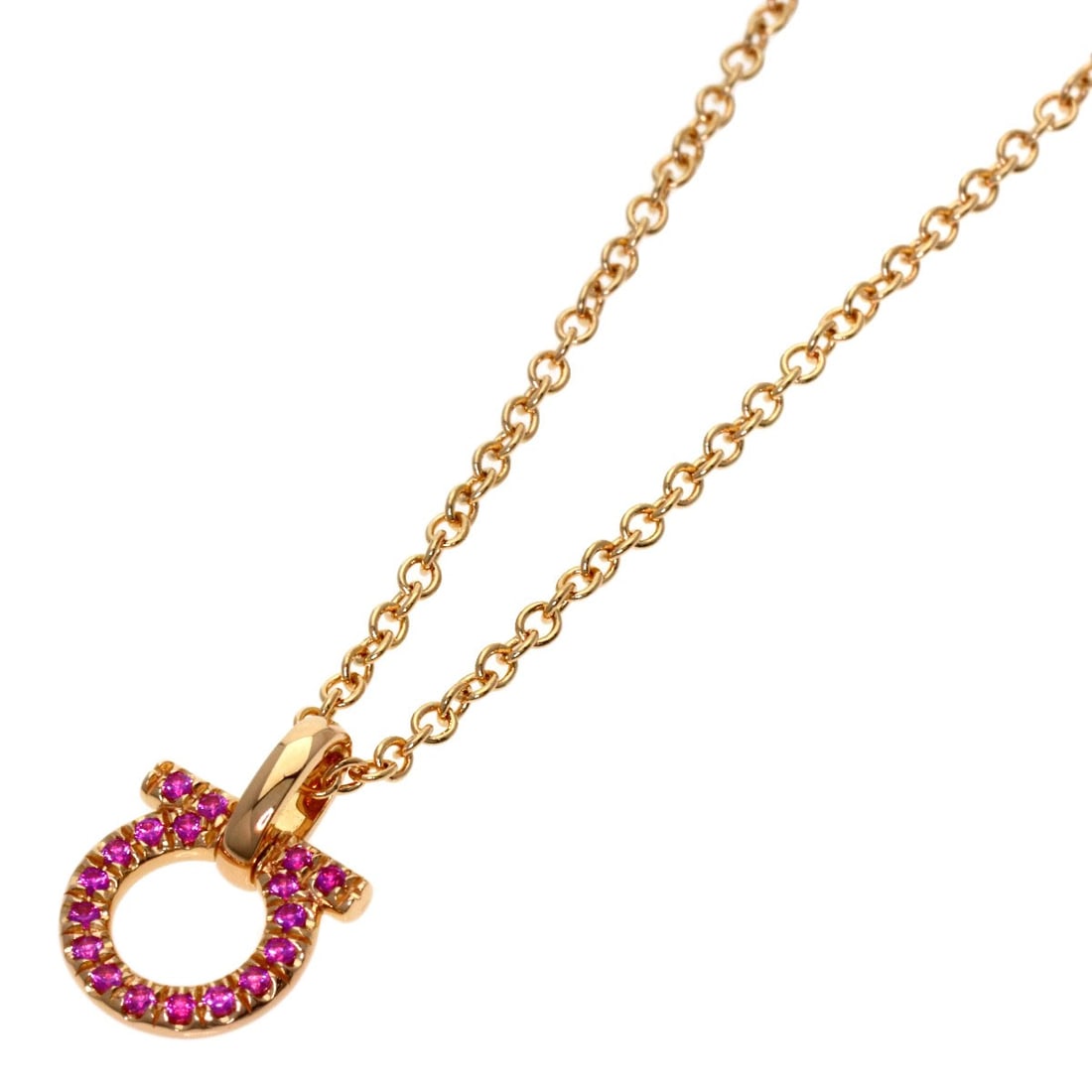 K18 Pink Gold Pink Sapphire Necklace Salvatore Ferragamo Gancini: K18 Pink Gold Pink Sapphire Necklace Salvatore Ferragamo Gancini Item Specifics: Brand: Salvatore Ferragamo Style: Necklace Material: K18 Pink Gold Color: Gold Metal: Gold Main Stone: sapphire Type: