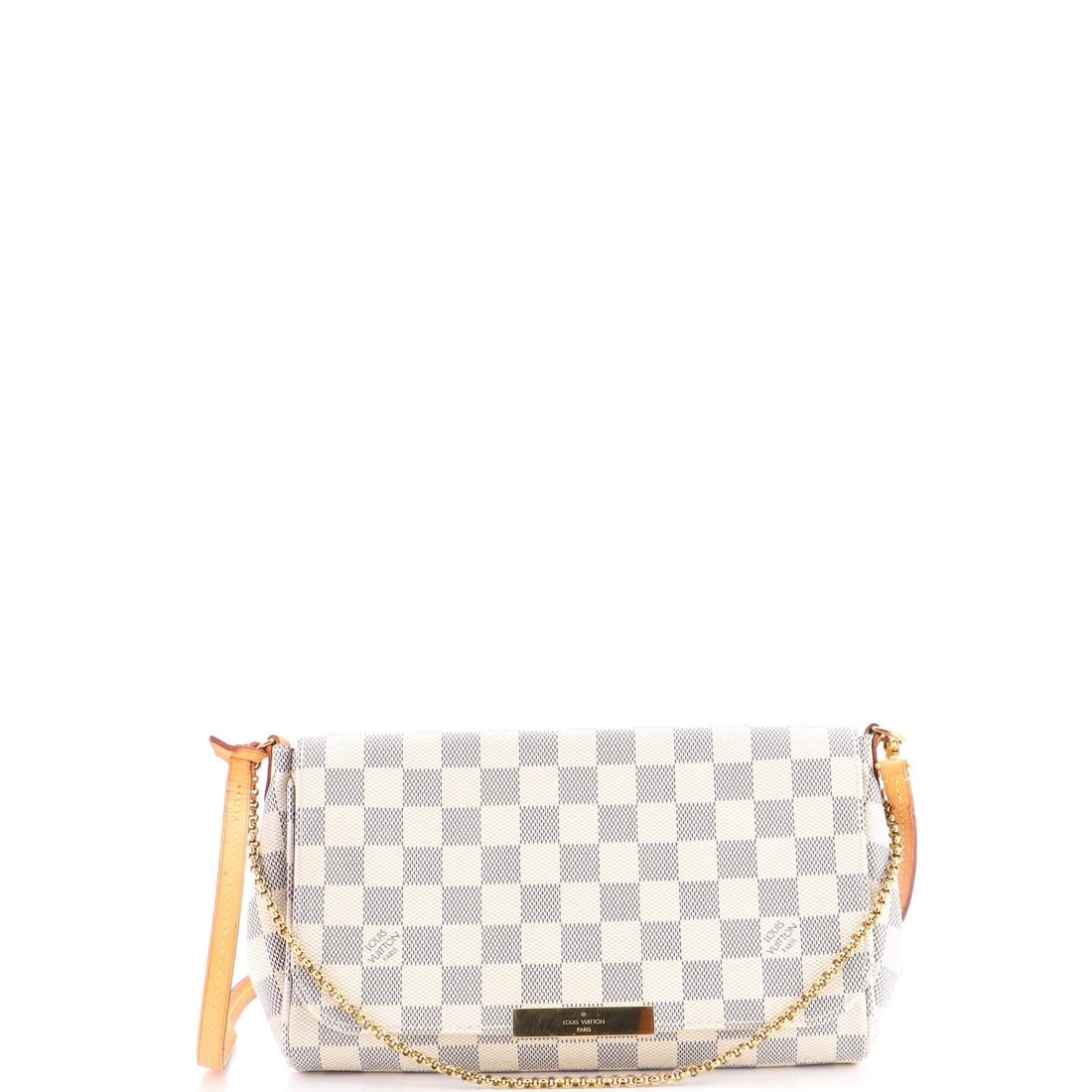 Vuitton Louis Favorite Handbag Damier PM: Vuitton Louis Favorite Handbag Damier PM White canvas coated Louis Vuitton Favorite Handbag Damier PM in great condition, featuring minor creases, minor cracking, and minor discoloration on the