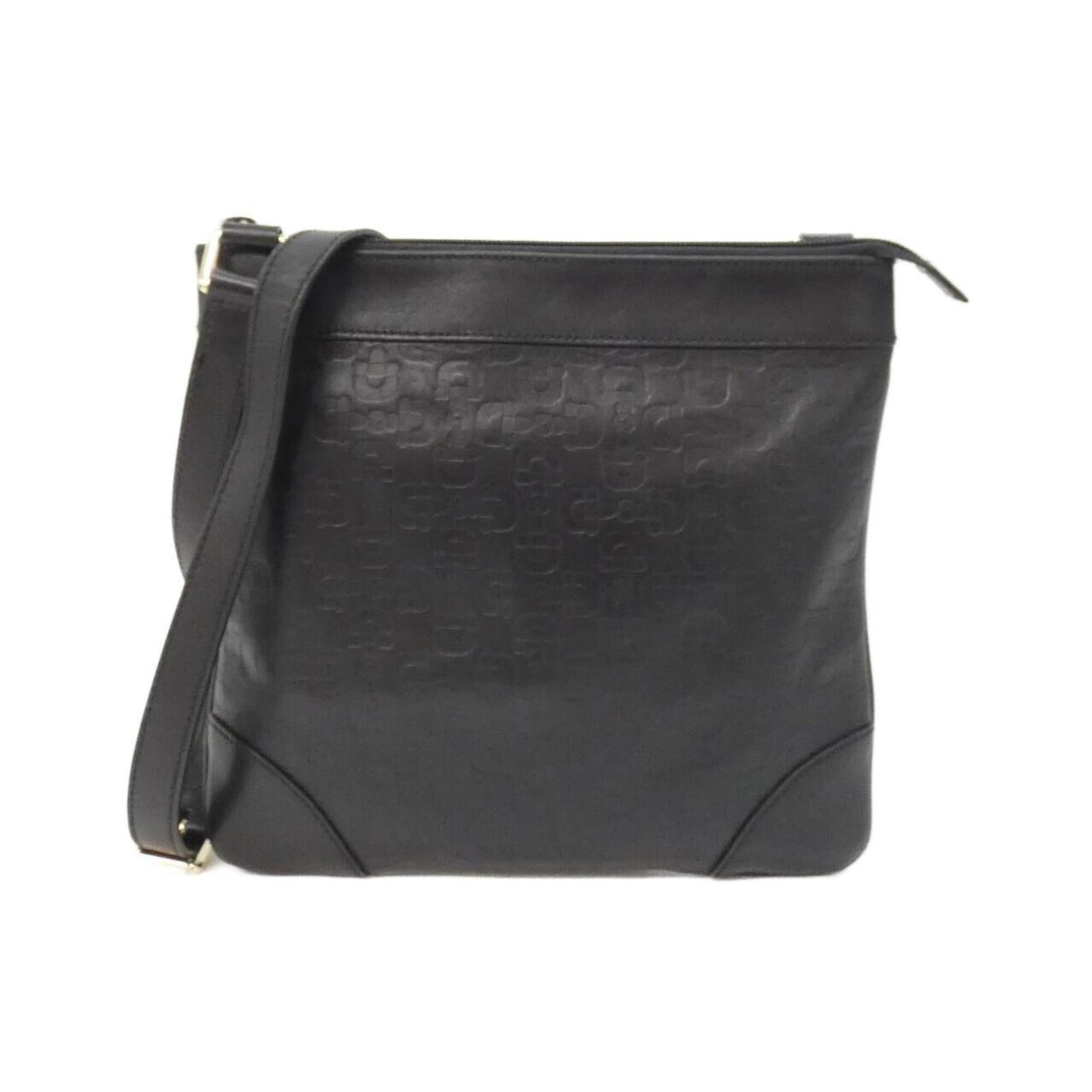 Shoulder Bag Leather: Shoulder Bag Leather The Gucci Shoulder Bag Leather is a sleek and sophisticated accessory, crafted from high-quality black leather with gold hardware. Measuring 24cm x 26cm x 2cm, it features adjusta