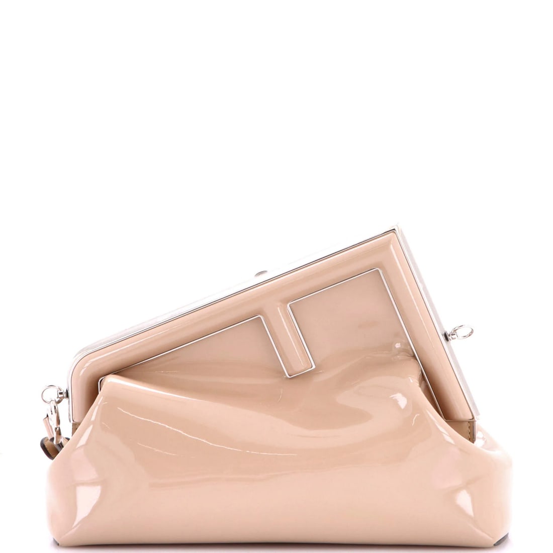 Patent Midi Bag Fendi First: Patent Midi Bag Fendi First Patent leather exterior, neutral color, and signature from the iconic Fendi First bag make this midi shoulder bag a stylish addition to any collection. With minor scuffs