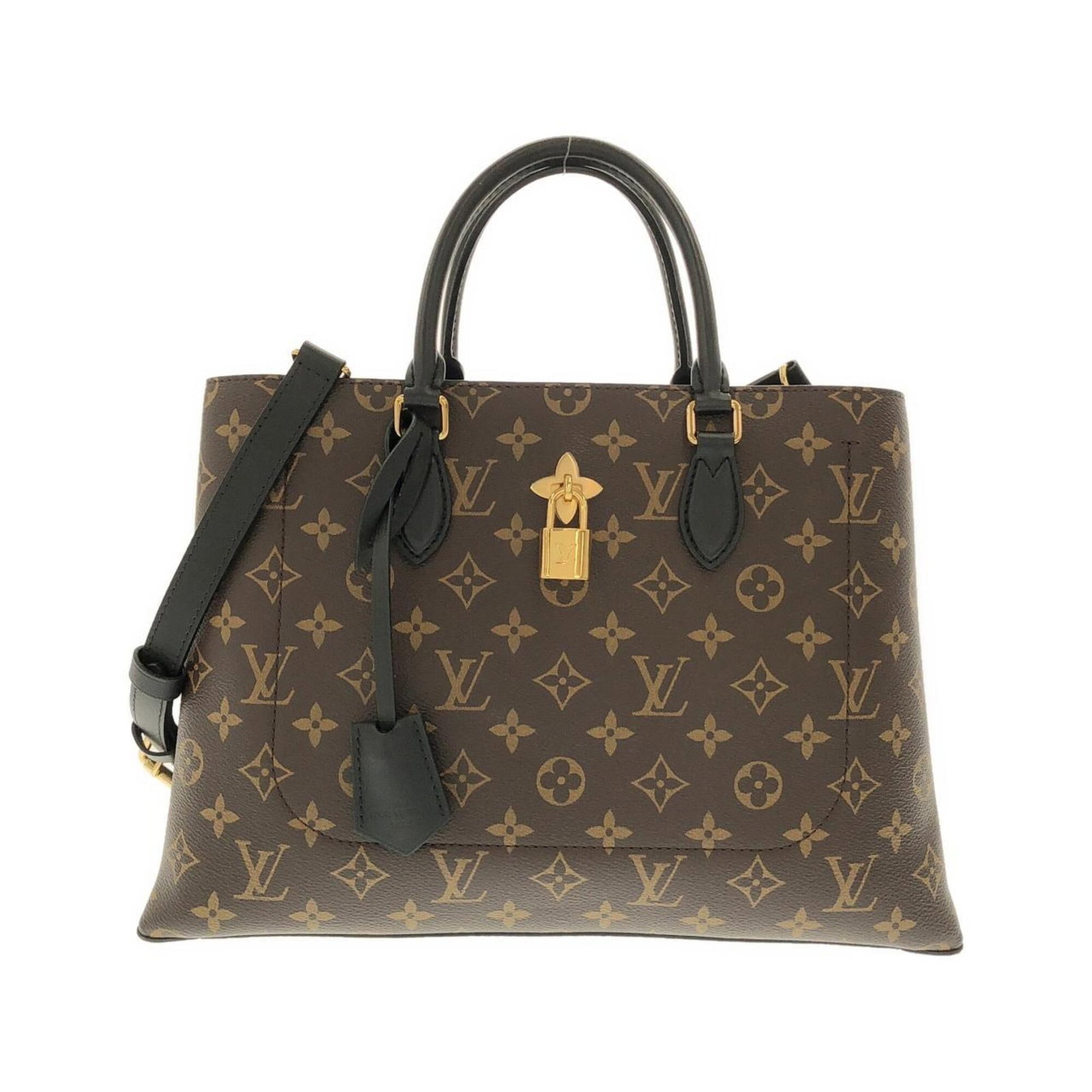 Louis Vuitton Handbag Coated Canvas: Louis Vuitton Handbag Coated Canvas Black or Marron Coated Canvas Louis Vuitton Handbag with Gold Hardware. This Louis Vuitton handbag features coated canvas material and gold hardware, with a size of