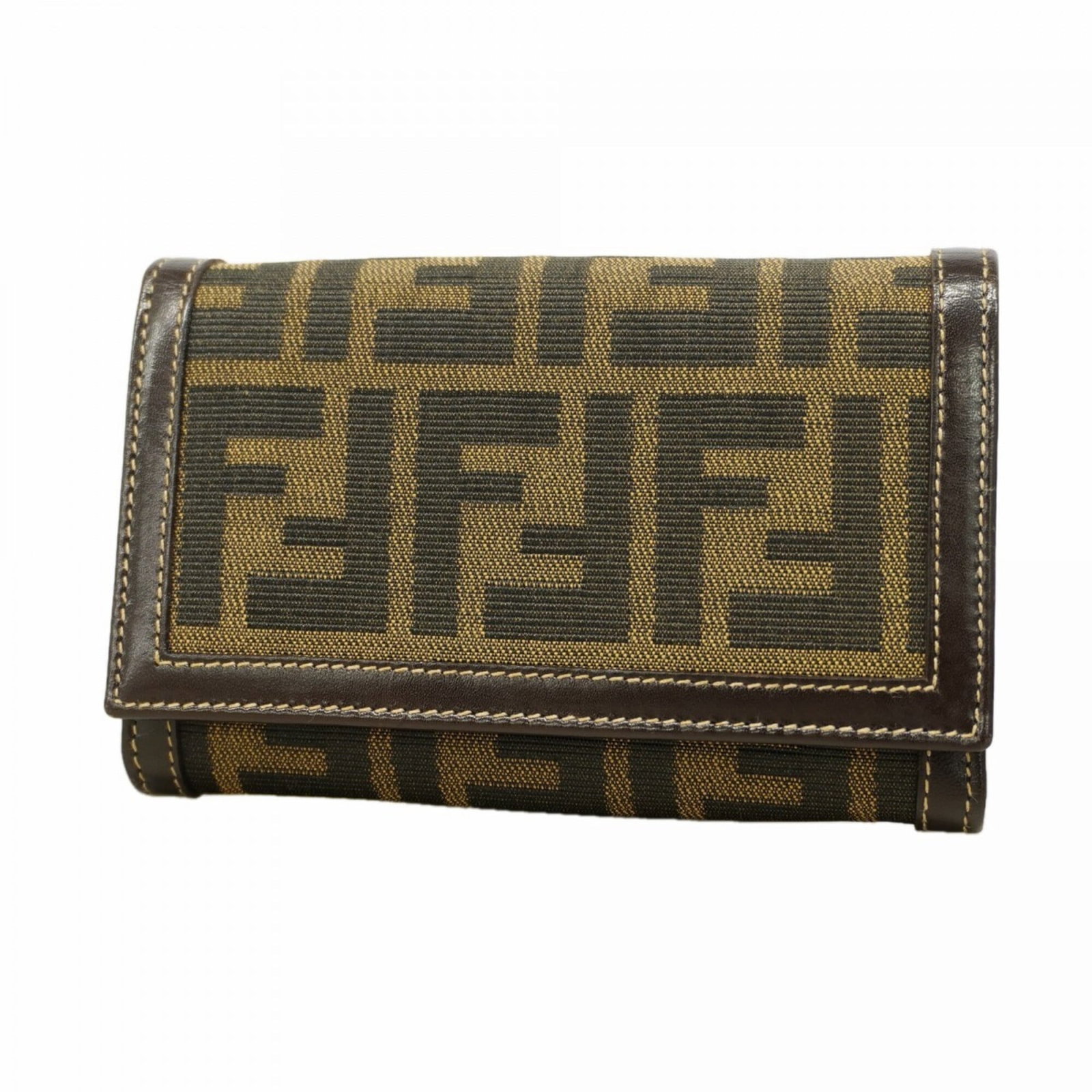 Nylon Canvas Bi Fold Wallet: Nylon Canvas Bi Fold Wallet Brown nylon canvas bi-fold wallet with a compact 10cm x 14.5cm x 3cm design, perfect for everyday carry. This Fendi wallet features a sturdy nylon canvas material and a