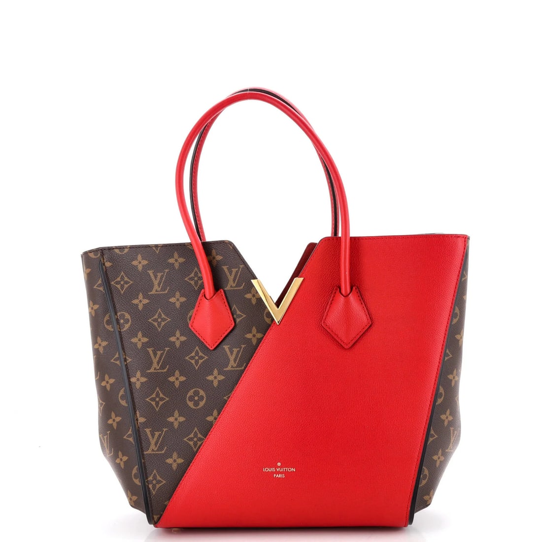 Canvas Handbag Monogram Leather Louis Vuitton Kimono MM: Canvas Handbag Monogram Leather Louis Vuitton Kimono MM Canvas Handbag Monogram Leather Louis Vuitton Kimono MM features a striking red exterior with a canvas-coated leather finish and gold hardware.