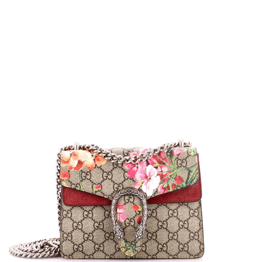 Dionysus Bag Blooms Gucci Coated Canvas Mini Print GG: Dionysus Bag Blooms Gucci Coated Canvas Mini Print GG The Dionysus Bag Blooms Gucci Coated Canvas Mini Print GG boasts a striking brown exterior with a canvas-coated finish, adorned with a beautiful D