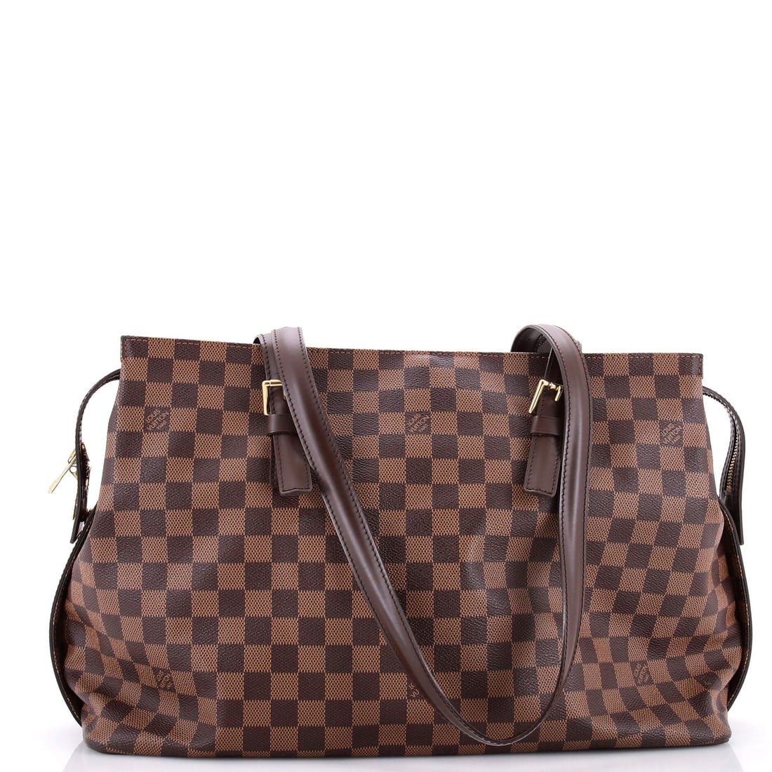 Damier Handbag Louis Vuitton Chelsea: Damier Handbag Louis Vuitton Chelsea Brown Damier Canvas Coated Chelsea Handbag from Louis Vuitton, featuring a classic tote design with a 10.5" handle drop and gold hardware. The exterior showcases