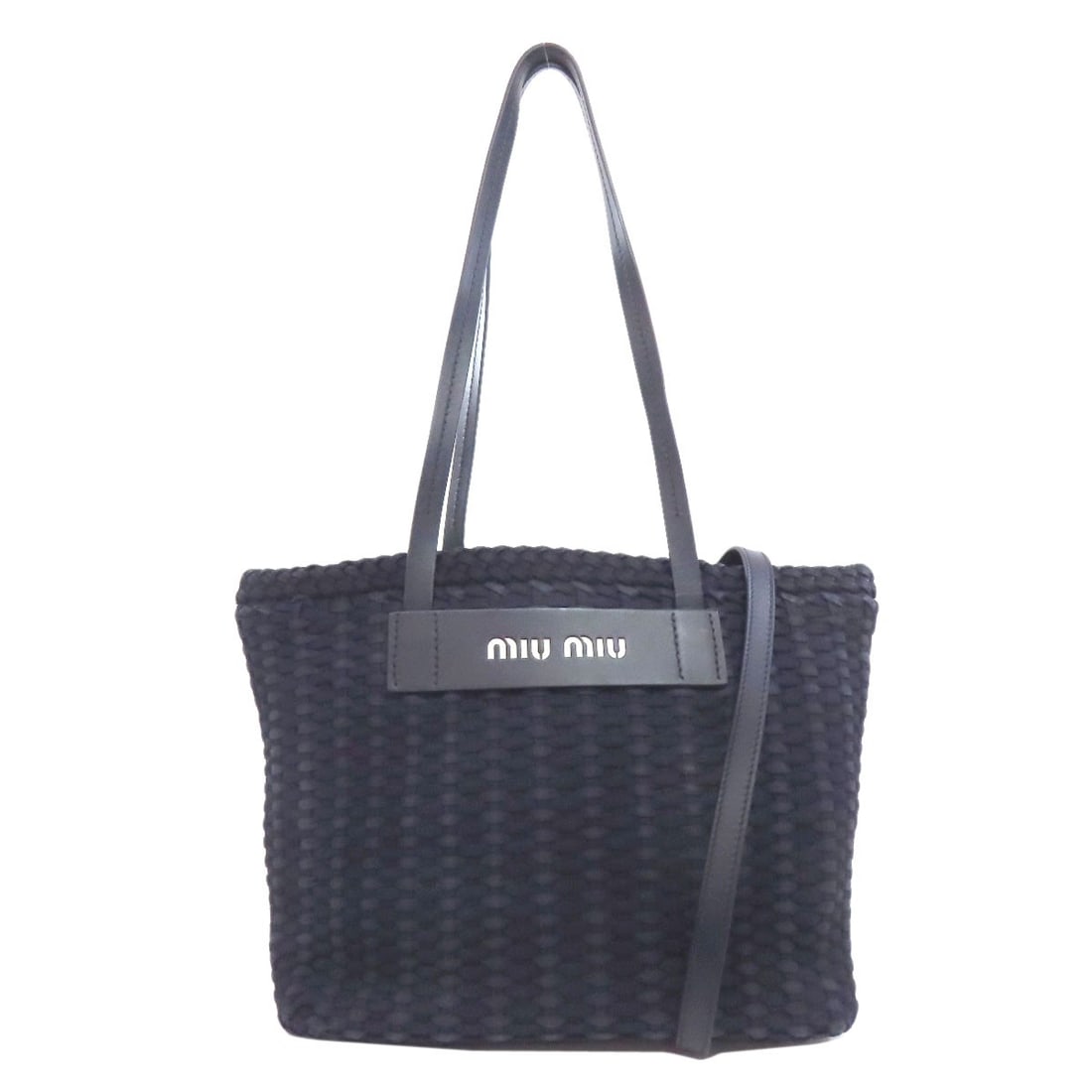 2Way Tote Bag Canvas: 2Way Tote Bag Canvas Blue canvas tote bag from MIUMIU, featuring a simple and stylish design. Made from high-quality canvas, this tote bag boasts a classic look that's perfect for everyday use. The