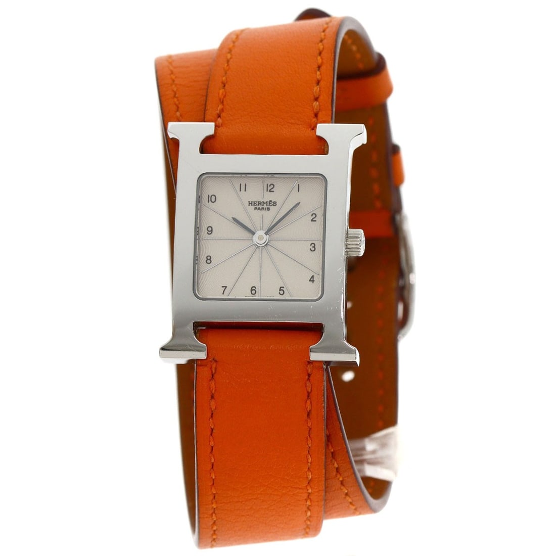 Hermes H Watch Deburuturu Hh1 210 Stainless Steel Leather: Hermes H Watch Deburuturu Hh1 210 Stainless Steel Leather Stainless steel and silver leather come together in this sleek 24.3mm watch, featuring a quartz movement and water-resistant design for