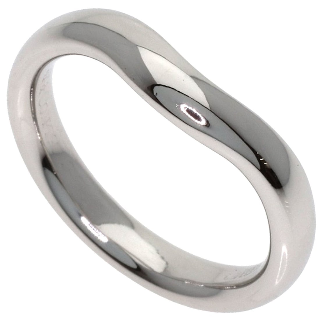 Tiffany Co Platinum Ring Band Curved: Tiffany Co Platinum Ring Band Curved Tiffany & Co's Platinum Ring Band Curved boasts a sleek, silver-plated design with a curved silhouette, crafted from high-quality platinum (PT950). This stylish