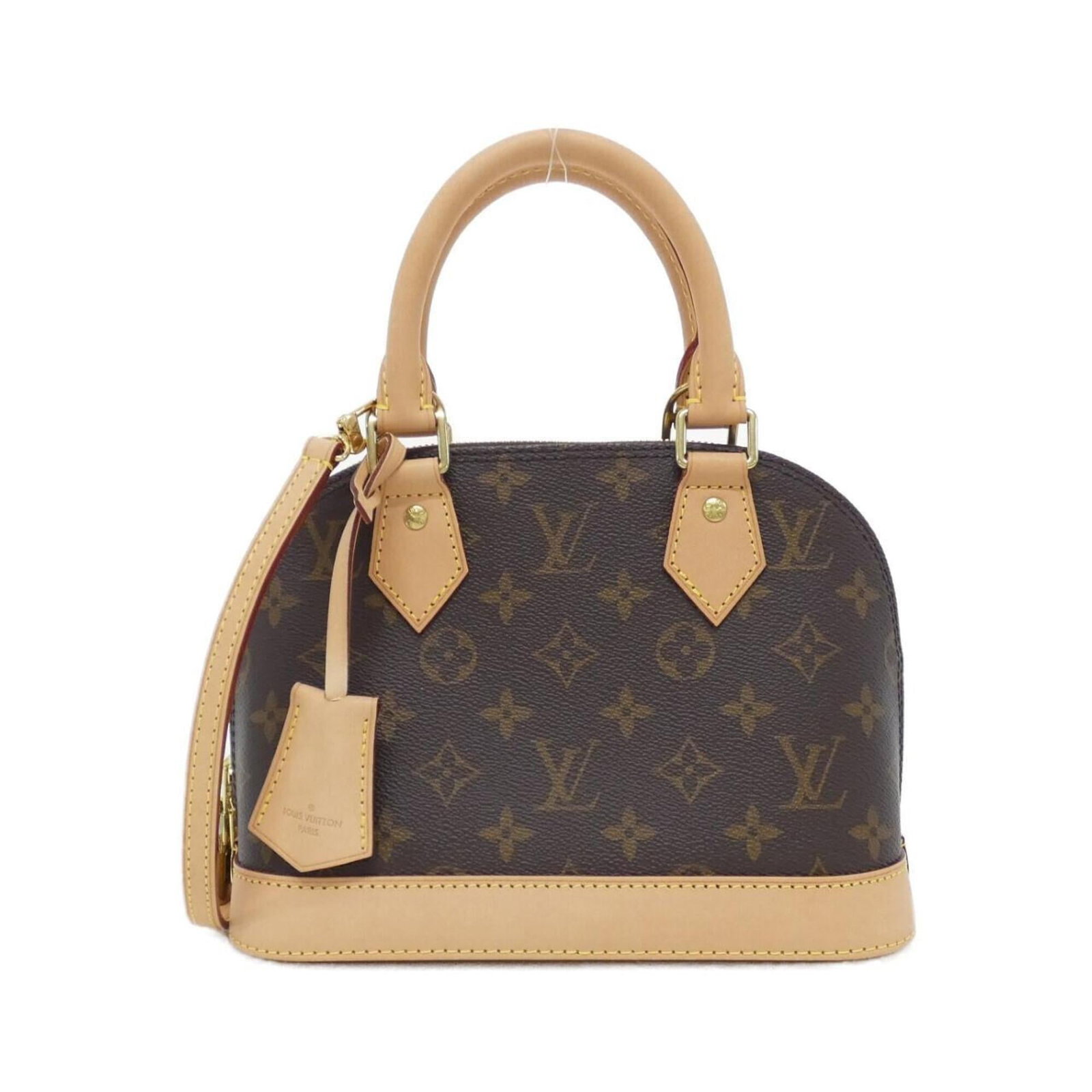 Louis Vuitton Handbag Coated Canvas: Louis Vuitton Handbag Coated Canvas Coated canvas construction provides a durable and stylish finish. This brown Louis Vuitton handbag features a classic design with a signature logo. Measuring 17cm