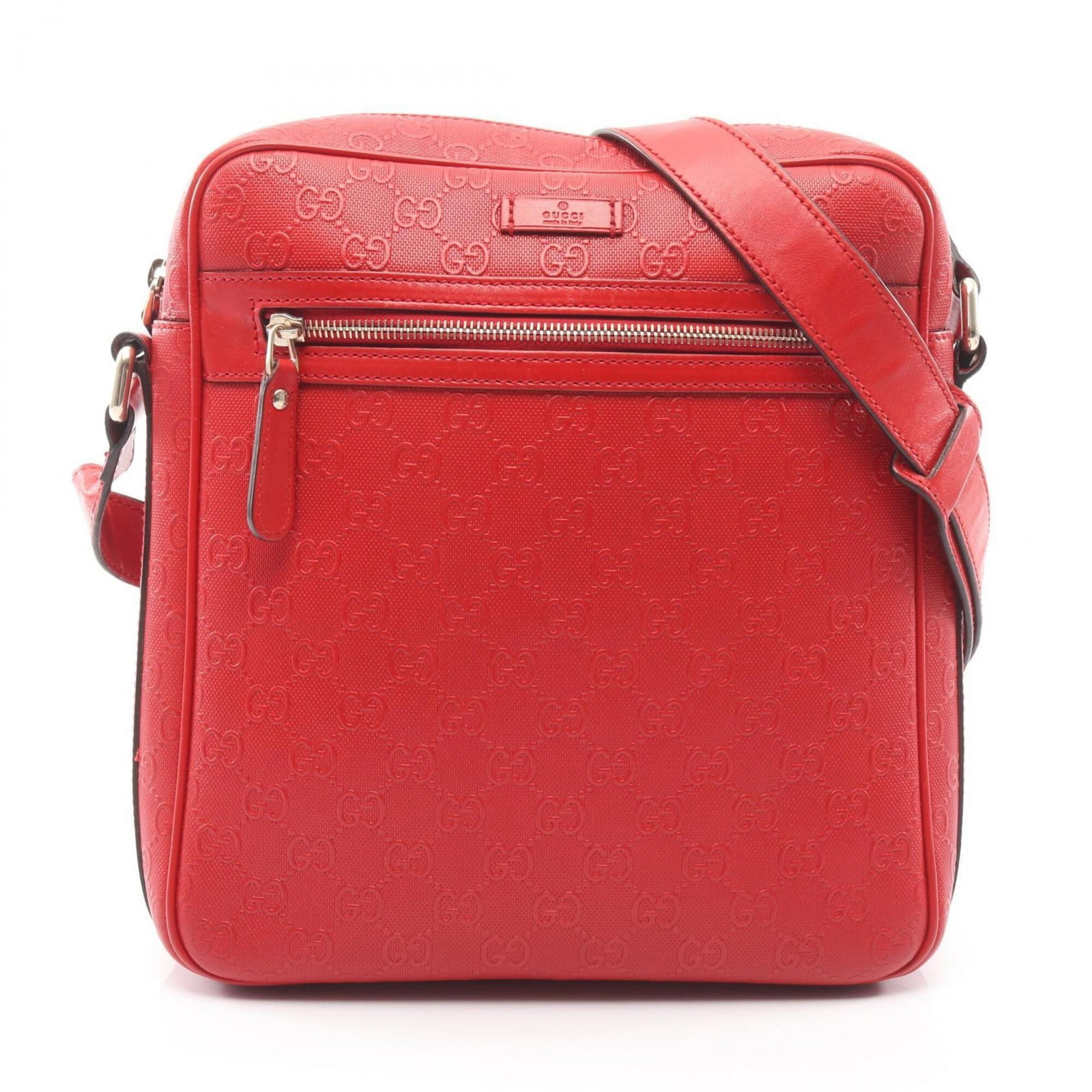 Shoulder Bag Leather Handbag Gucci: Shoulder Bag Leather Handbag Gucci Red leather shoulder bag from Gucci, measuring 28cm x 25cm x 6.5cm, with a classic design that showcases its bold color. The bag's sleek shape and premium leather ma