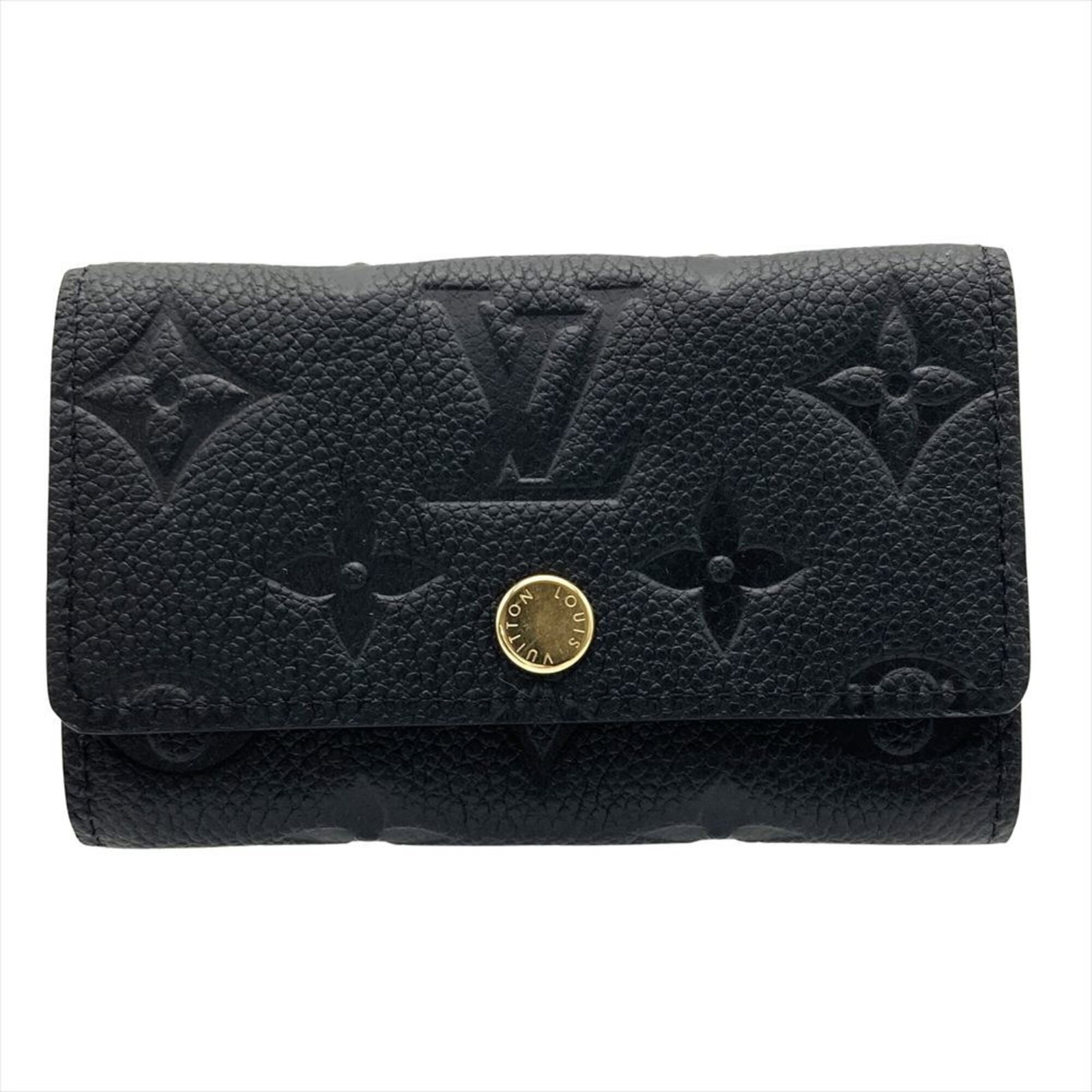 Keycase Monogram Louis Vuitton Empreinte: Keycase Monogram Louis Vuitton Empreinte Monogram Empreinte Keycase in Black from Louis Vuitton boasts a sleek, compact design with a signature Louis Vuitton touch. The iconic Monogram Empreinte