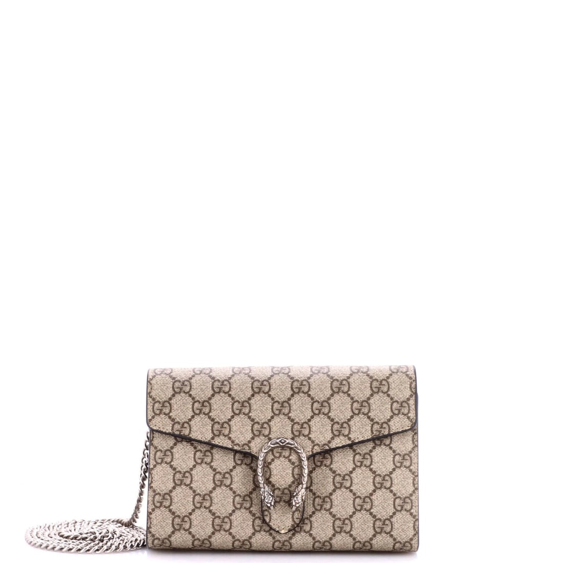 Gucci Dionysus Chain Wallet Coated Canvas Small: Gucci Dionysus Chain Wallet Coated Canvas Small The Gucci Dionysus Chain Wallet Coated Canvas Small is a stylish and functional small cross body bag. With its brown canvas exterior and silver
