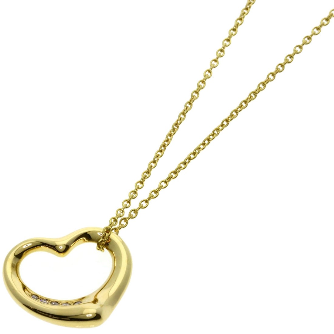 Open Heart 5P Diamond Necklace Tiffany&Co K18 Yellow Gold: Open Heart 5P Diamond Necklace Tiffany&Co K18 Yellow Gold Tiffany&Co's Open Heart 5P Diamond Necklace is a stunning piece of K18 yellow gold jewelry, featuring a beautiful open exterior and a