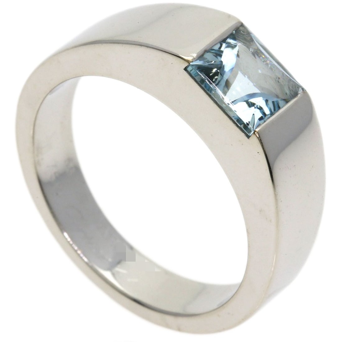 Cartier Tank Aquamarine K18 White Gold #53: Cartier Tank Aquamarine K18 White Gold #53 Cartier Tank Aquamarine K18 White Gold #53 is a stunning ring featuring a 6.5(US) size K18 white gold band adorned with an aquamarine stone. The ring's
