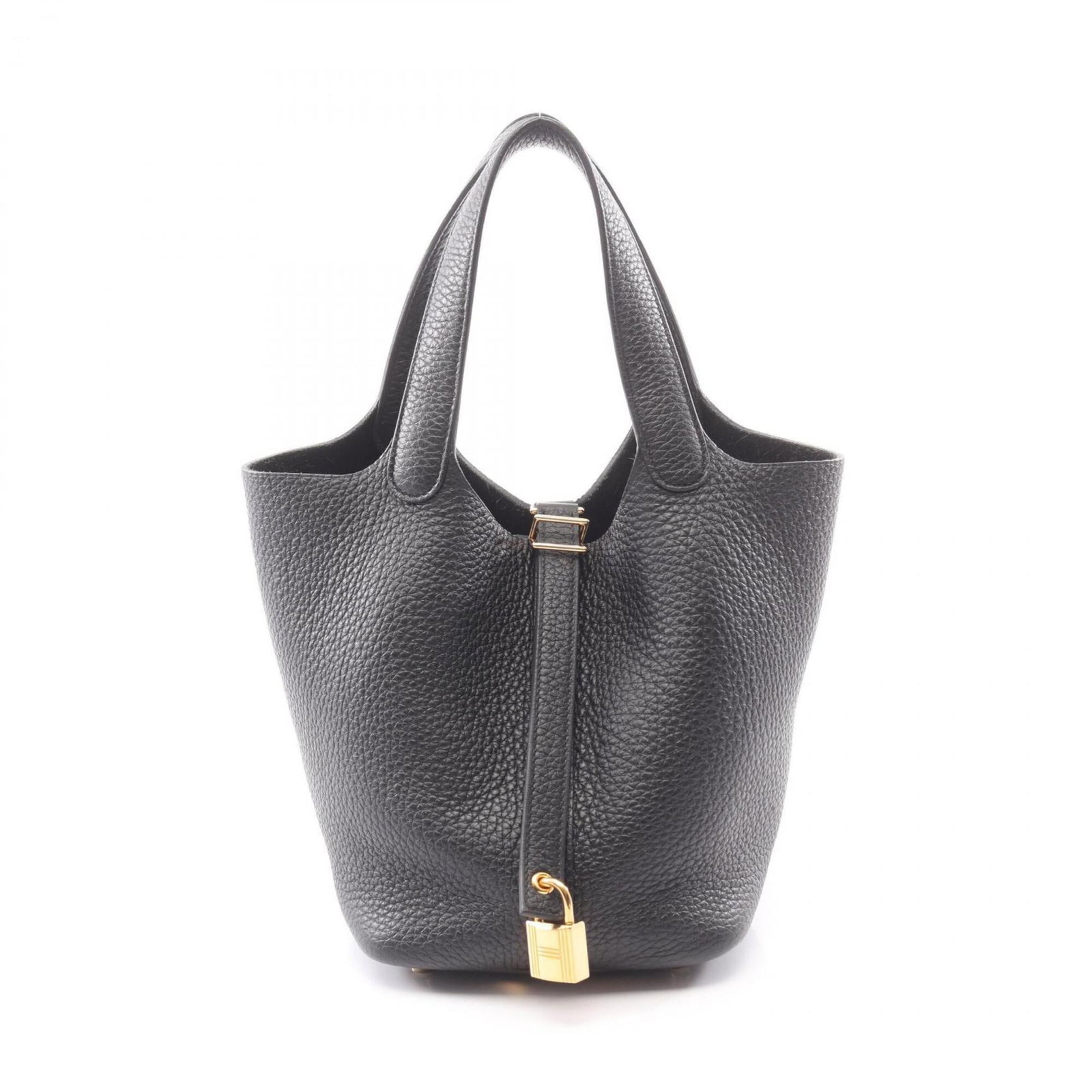 Clemence Leather Handbag Taurillon Hermes: Clemence Leather Handbag Taurillon Hermes Taurillon clemence leather handbag from Hermes, featuring a sleek black design with precise measurements at 18.5cm x 19cm x 13.5cm. This stylish handbag