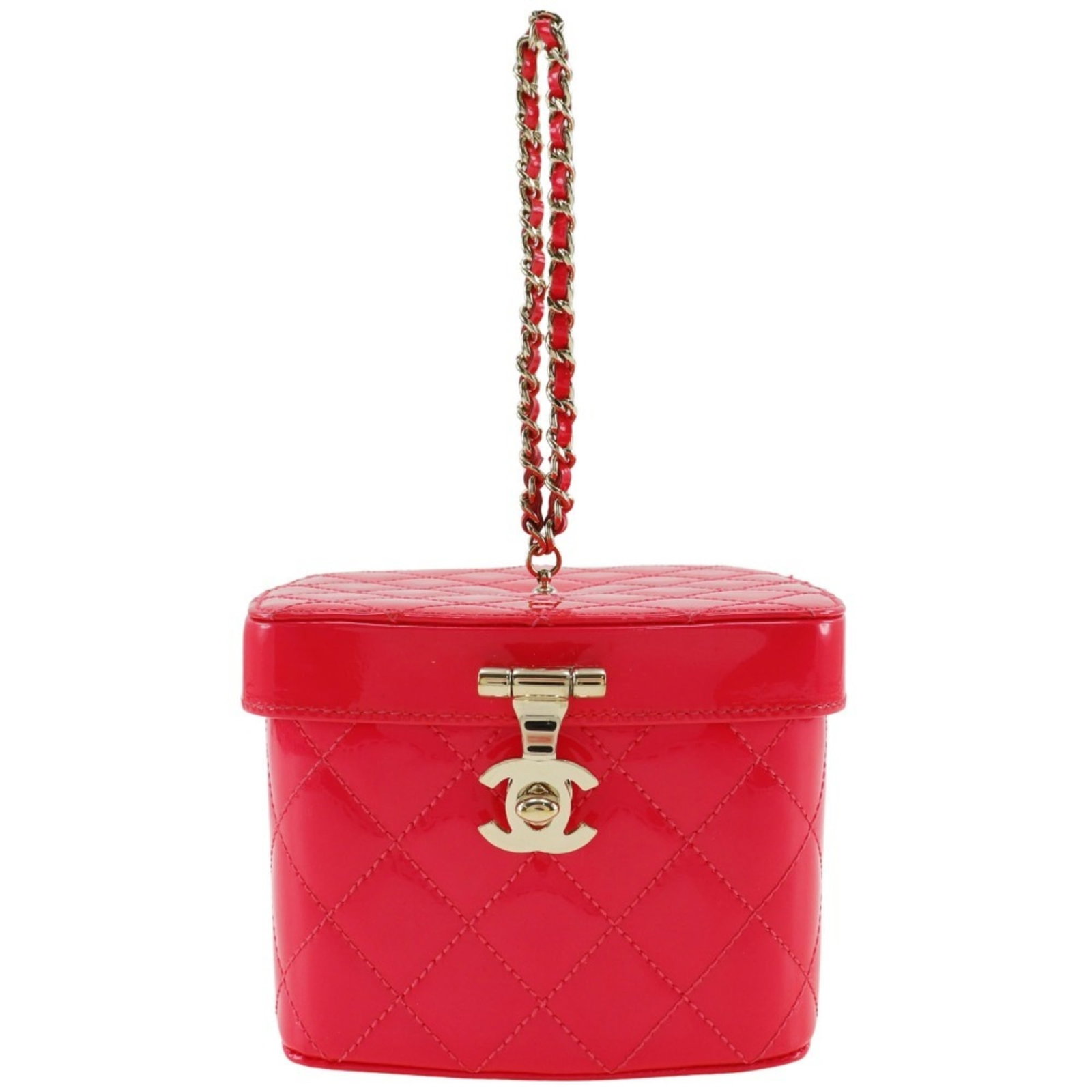 Patent Leather Handbag Chanel: Patent Leather Handbag Chanel Patent leather handbags from Chanel are known for their sleek, sophisticated design. This pink patent leather handbag features a compact size and is accompanied by a dust