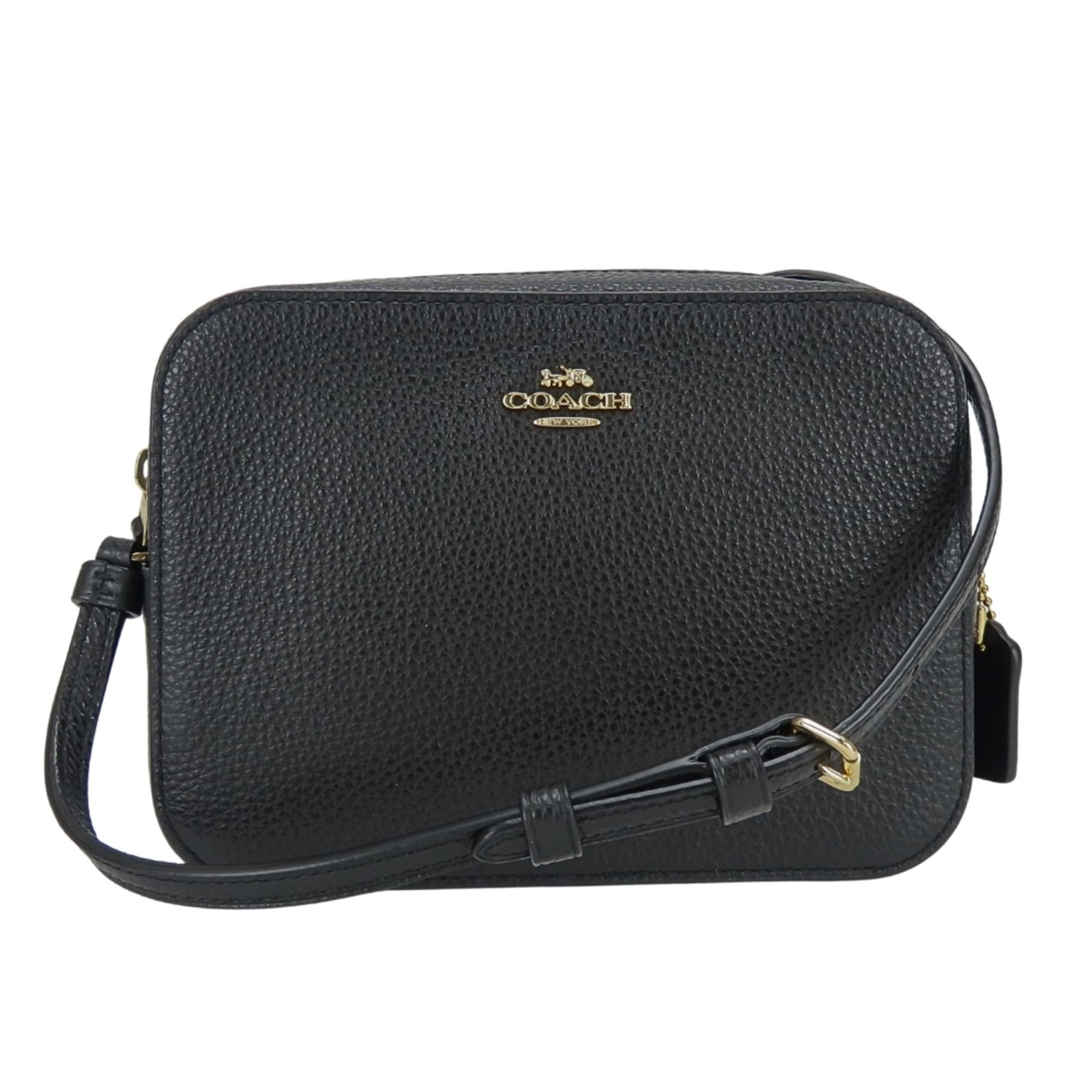 Shoulder Bag Leather Pochette Coach: Shoulder Bag Leather Pochette Coach Black leather Coach pochette with a classic design, measuring 13cm x 18cm x 5cm. This shoulder bag features a timeless look and a compact size, making it perfect