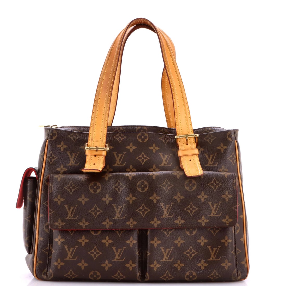 Vuitton Handbag Monogram Canvas Louis Cite Multipli: Vuitton Handbag Monogram Canvas Louis Cite Multipli Brown Louis Vuitton Multipli Cite Handbag Monogram Canvas Satchel with Gold Hardware, featuring a classic design and iconic monogram pattern, measur