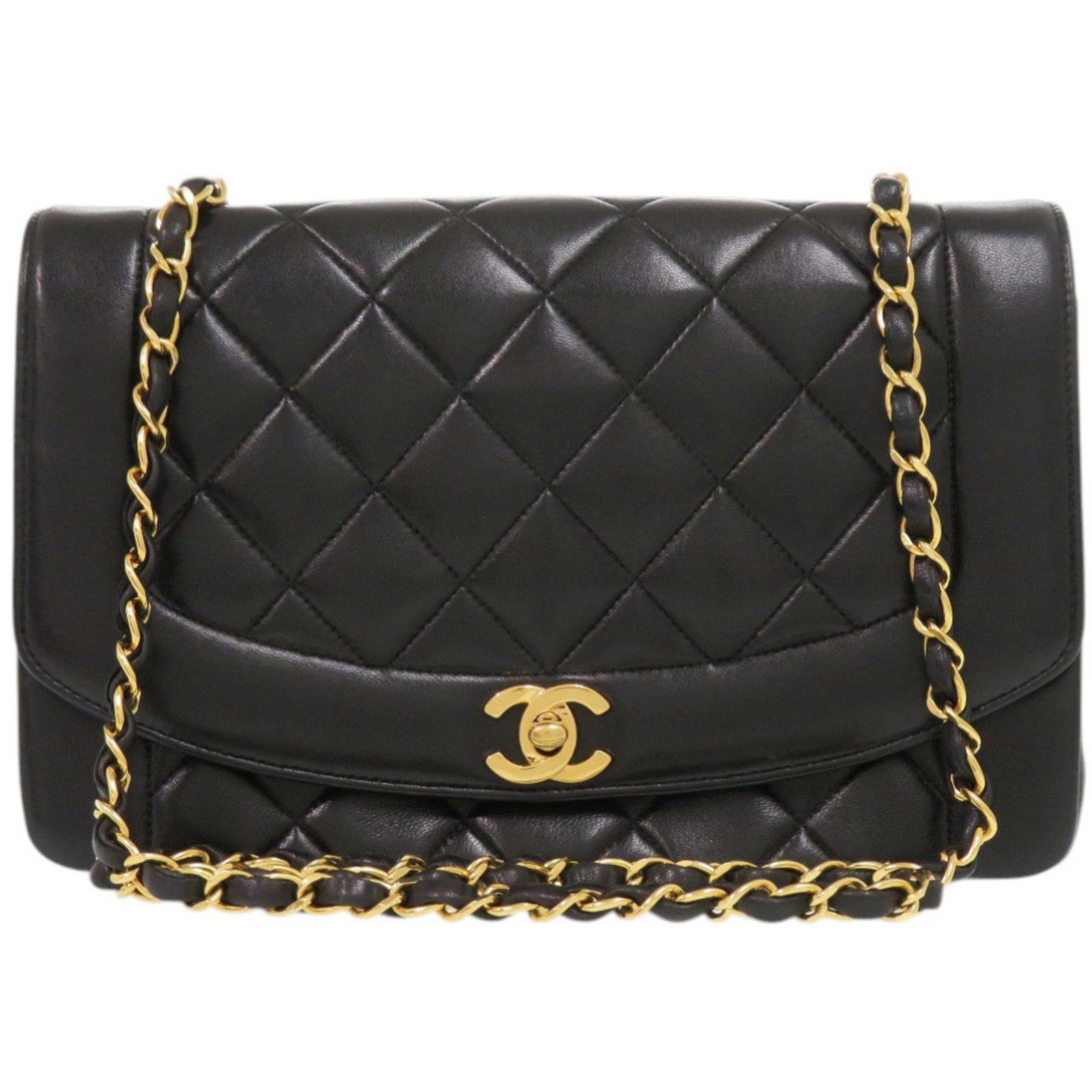 Shoulder Bag Leather Chanel: Shoulder Bag Leather Chanel Black lambskin shoulder bag from Chanel, measuring 16cm x 25cm x 7cm. Made from high-quality leather, this bag features a classic design with clean lines and a timeless aes