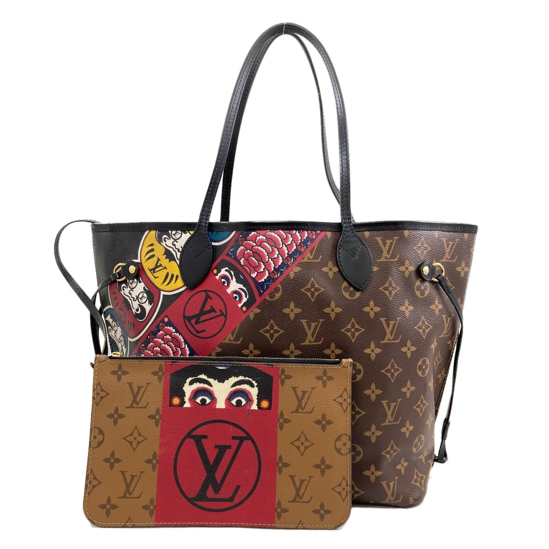 Kansai Yamamoto Collaboration Daruma Louis Vuitton M43499 Neverfull Mm: Kansai Yamamoto Collaboration Daruma Louis Vuitton M43499 Neverfull Mm Kansai Yamamoto's unique collaboration with Louis Vuitton brings a touch of artistic flair to this iconic Neverfull Mm tote bag. 