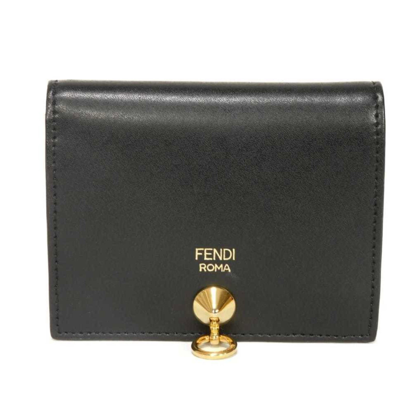 Fendi Wallet (Bi-Fold) Leather: Fendi Wallet (Bi-Fold) Leather The Fendi bi-fold wallet is crafted from high-quality calfskin leather, featuring a sleek and sophisticated design. Measuring 9cm x 11.5cm x 2.5cm, this stylish accessor