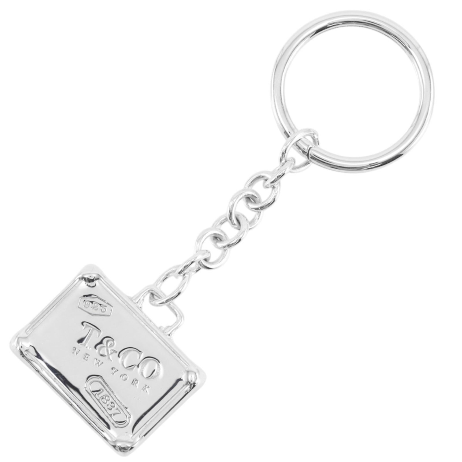 Tiffany Keyring Silver 925: Tiffany Keyring Silver 925 Silver 925 Tiffany Keyring: A sleek and elegant accessory, this keyring boasts a sturdy 9.5cm length and 3cm width, making it a practical and stylish addition to any