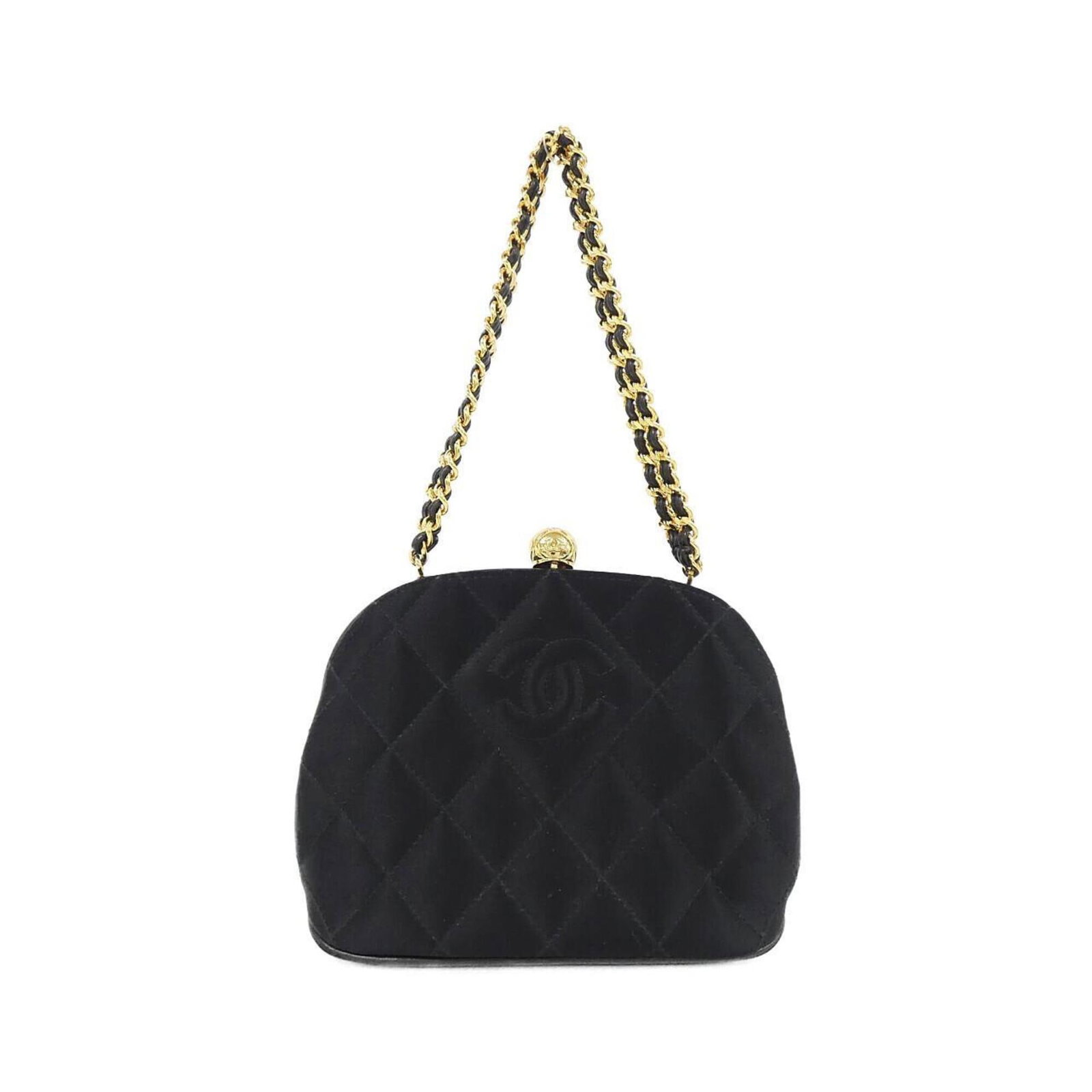 Satin Handbag Chanel: Satin Handbag Chanel Satin Handbag by Chanel in Black. This sleek and sophisticated handbag features a satin material, measuring 12cm x 18cm x 4.5cm, making it a stylish and compact accessory. Its