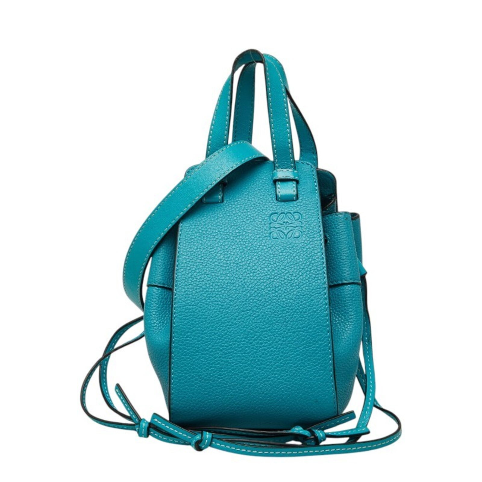 Shoulder Bag Leather Loewe Handbag: Shoulder Bag Leather Loewe Handbag Blue Leather Loewe Hammock Shoulder Bag with 18cm x 25cm x 18cm dimensions and 6cm handle drop, featuring a stylish design and premium leather material. The bag's