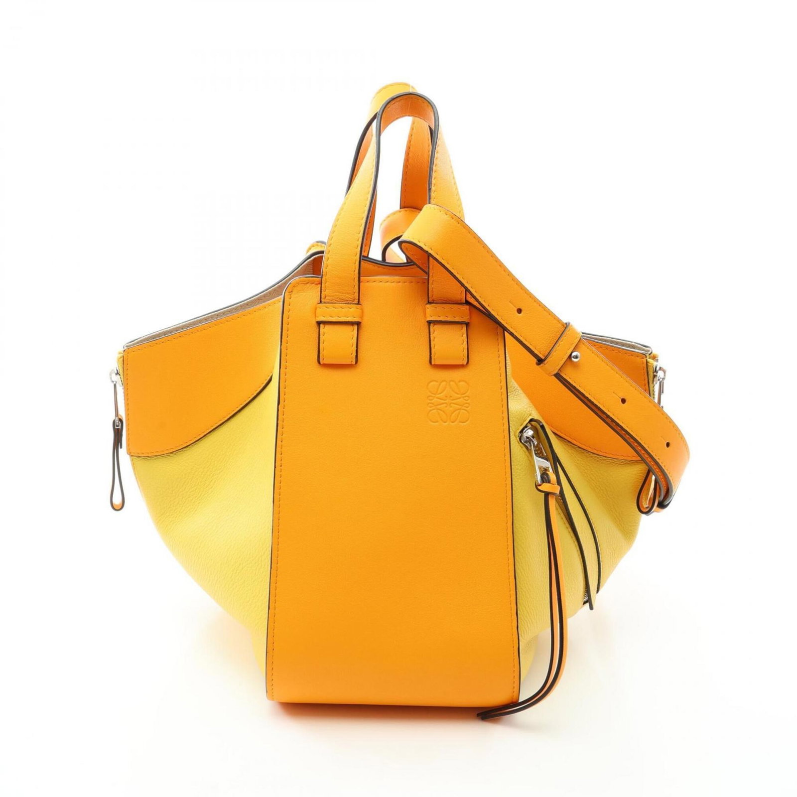 Handbag Leather Handbag: Handbag Leather Handbag This vibrant orange and yellow leather handbag boasts a striking color combination that adds a pop of personality to any outfit. Made from high-quality leather, its sleek desig