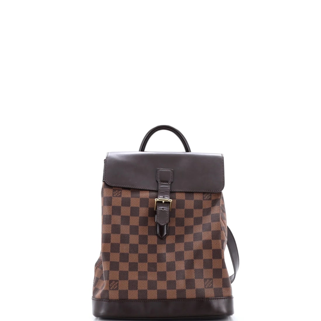 Damier Louis Vuitton Backpack Soho: Damier Louis Vuitton Backpack Soho Brown Damier Louis Vuitton Soho Backpack with Canvas Coated Exterior and Red Interior. Measuring 12" tall, 9" wide, and 4" deep, this backpack features gold tone har