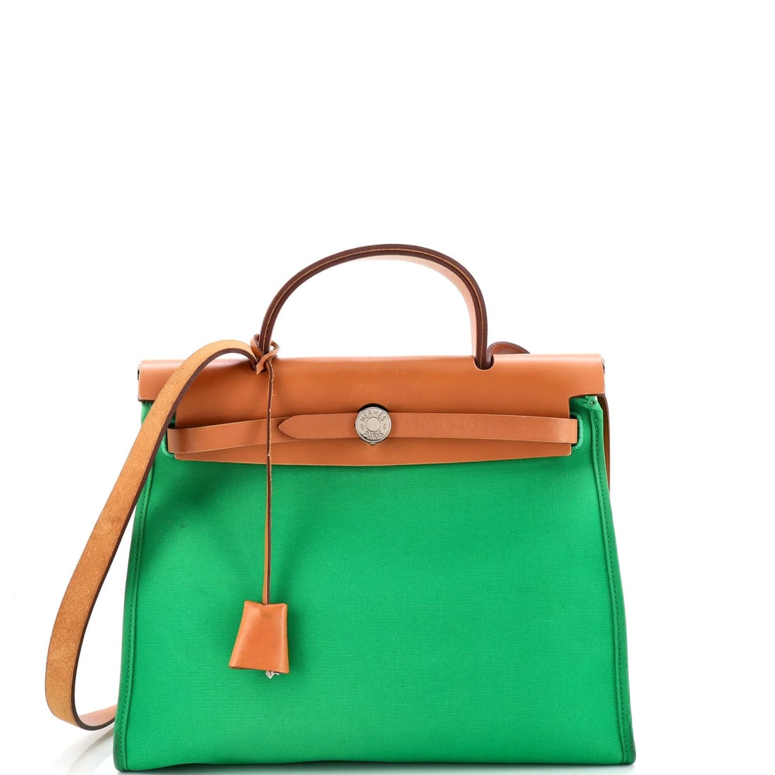 Hermes Herbag Zip Berline Vache Canvas and Leather 31: Hermes Herbag Zip Berline Vache Canvas and Leather 31 Heavy corner wear, scuffs, edge wear, and minor creases characterize this 2014 Hermes Herbag Zip Berline Vache Canvas and Leather 31. The item