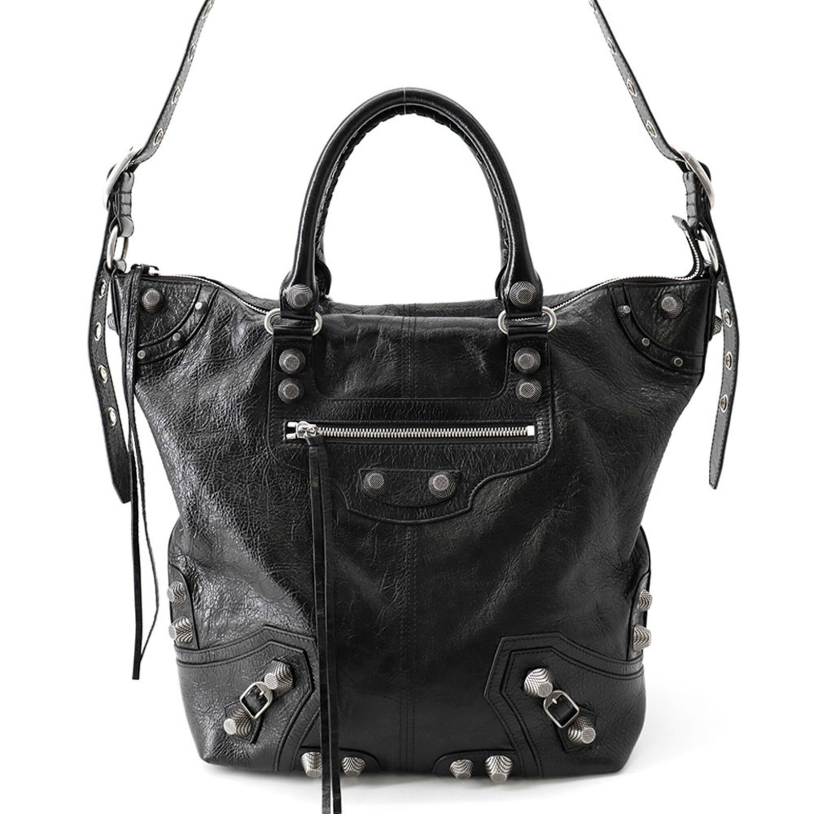 Shoulder Bag Leather Pouch Handbag: Shoulder Bag Leather Pouch Handbag Black leather shoulder bag with 36cm x 28cm x 11cm dimensions, made from high-quality leather and bearing a signature. This stylish pouch features a sleek design