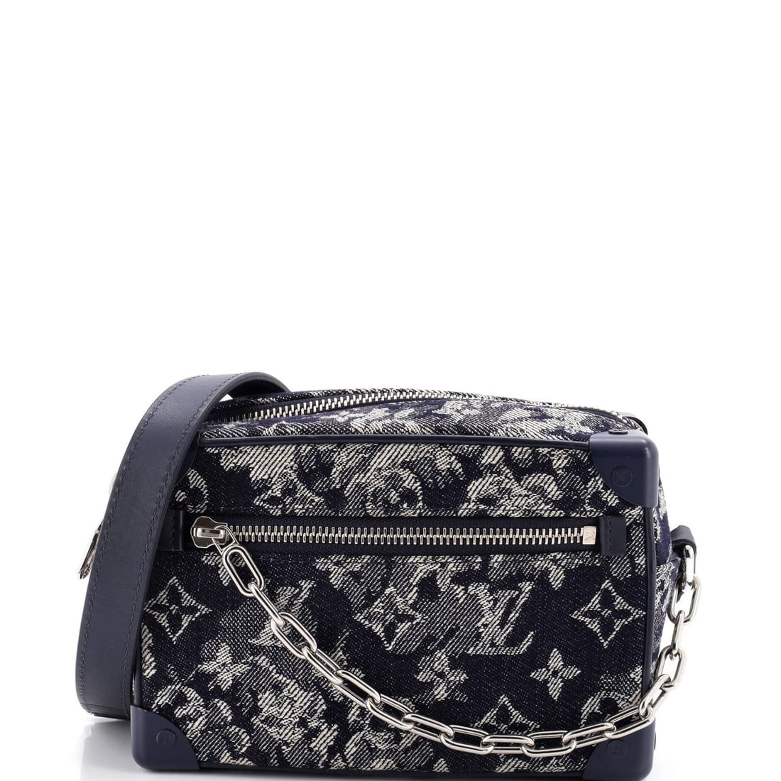 Soft Trunk Bag Canvas Monogram Tapestry Louis Vuitton Mini: Soft Trunk Bag Canvas Monogram Tapestry Louis Vuitton Mini Soft Trunk Bag Canvas Monogram Tapestry Louis Vuitton Mini features a classic navy blue canvas exterior with a subtle monogram pattern, addin