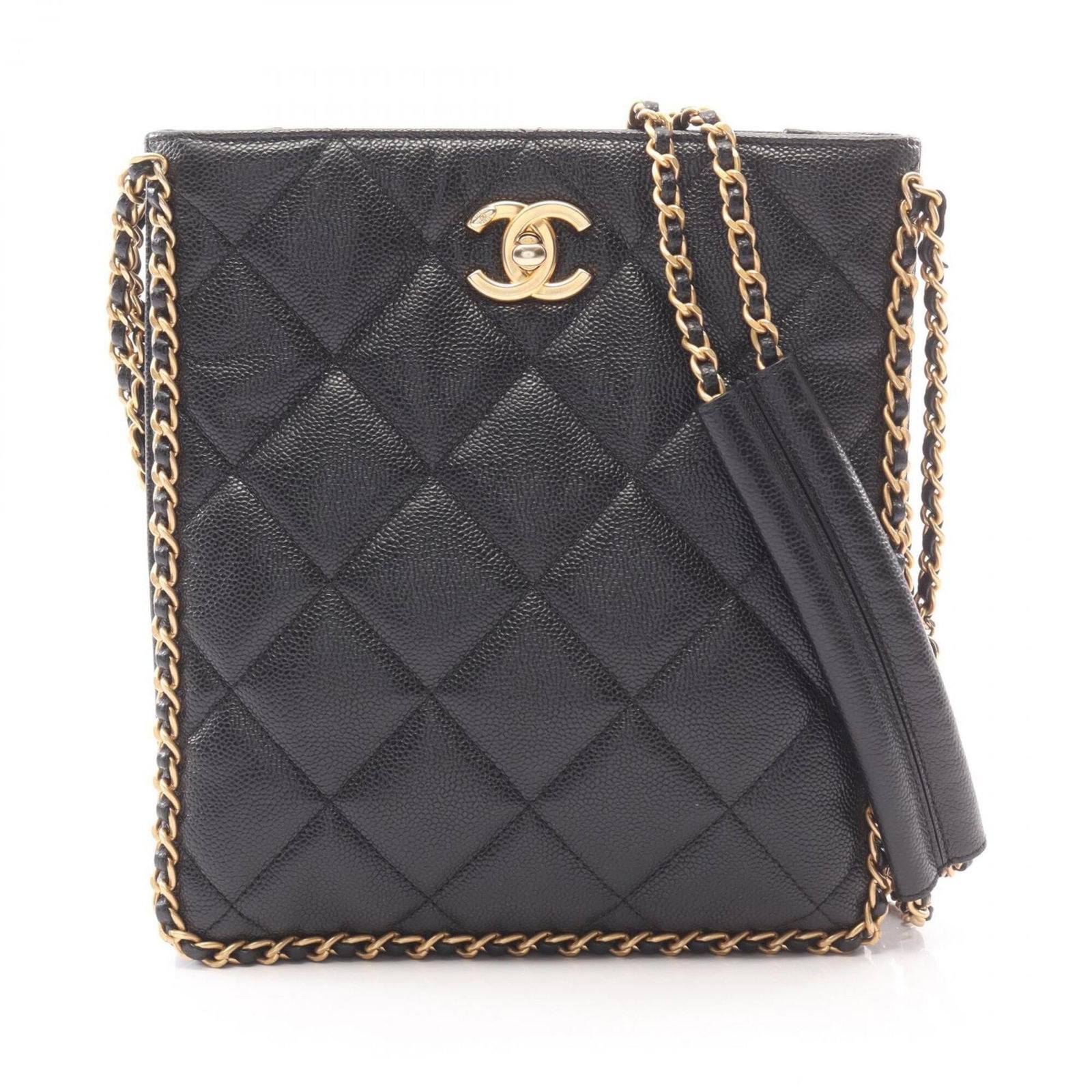 Calfskin Grained Shoulder Bag Handbag: Calfskin Grained Shoulder Bag Handbag Grained Calfskin Shoulder Bag in Black. This Chanel MPN AS3470 handbag features a timeless design with a structured shape and a sleek, all-black finish.