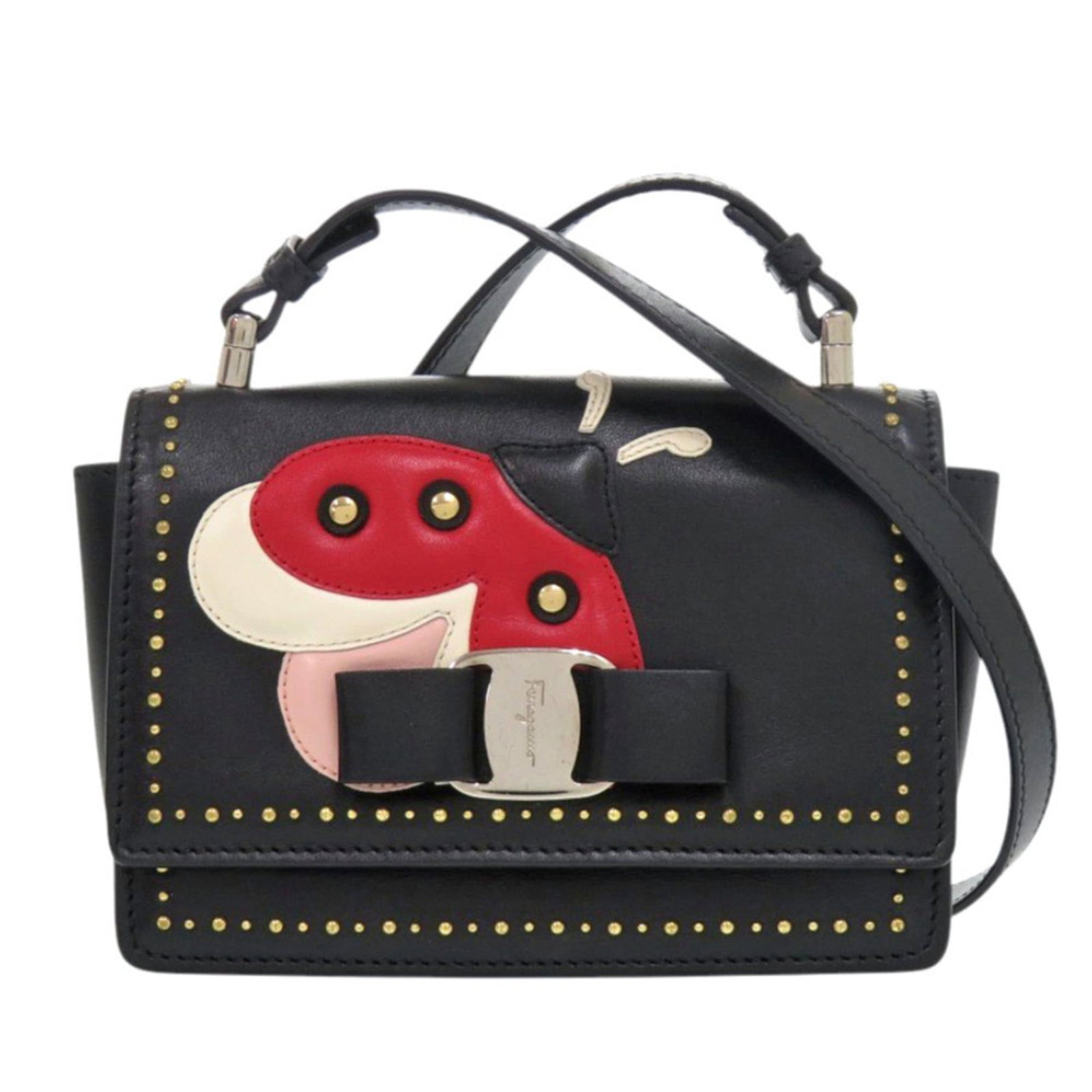 Ferragamo Leather Shoulder Bag: Ferragamo Leather Shoulder Bag Black leather shoulder bag from Salvatore Ferragamo, Italy, with dimensions 11cm x 15.5cm x 3.5cm. This stylish bag features high-quality leather construction and a