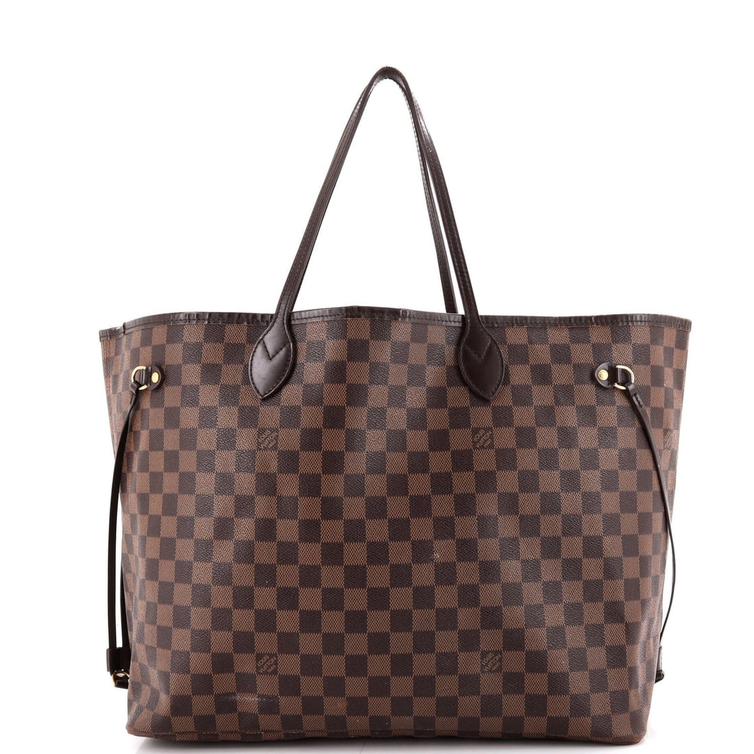 Damier GM Louis Vuitton Tote Neverfull: Damier GM Louis Vuitton Tote Neverfull Damier GM Louis Vuitton Tote Neverfull in Brown - A Timeless ClassicHeavy corner wear, edge wear, and creases adorn this brown canvas-coated Damier GM Louis