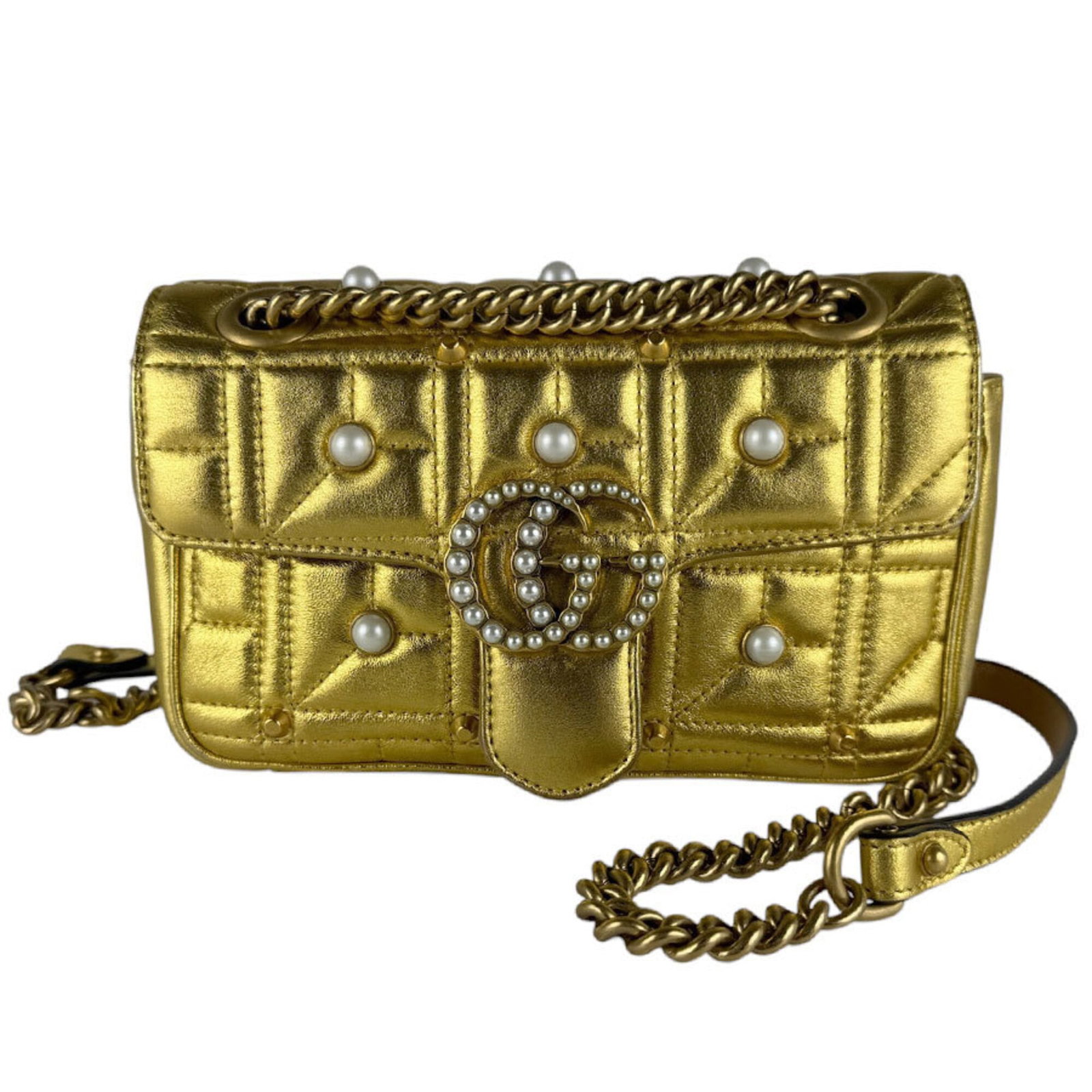 Shoulder Bag Leather: Shoulder Bag Leather Gucci Country of Origin: Italy. This gold leather shoulder bag features a classic design with a signature style that exudes luxury and sophistication. Made from high-quality leath