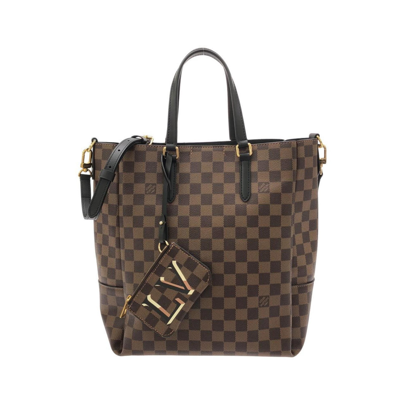Canvas coated handbag pouch Louis Vuitton: Canvas coated handbag pouch Louis Vuitton Canvas coated handbag pouch from Louis Vuitton, featuring a classic Ebene color and gold hardware. This stylish pouch measures 32cm x 36cm x 17cm and boasts a