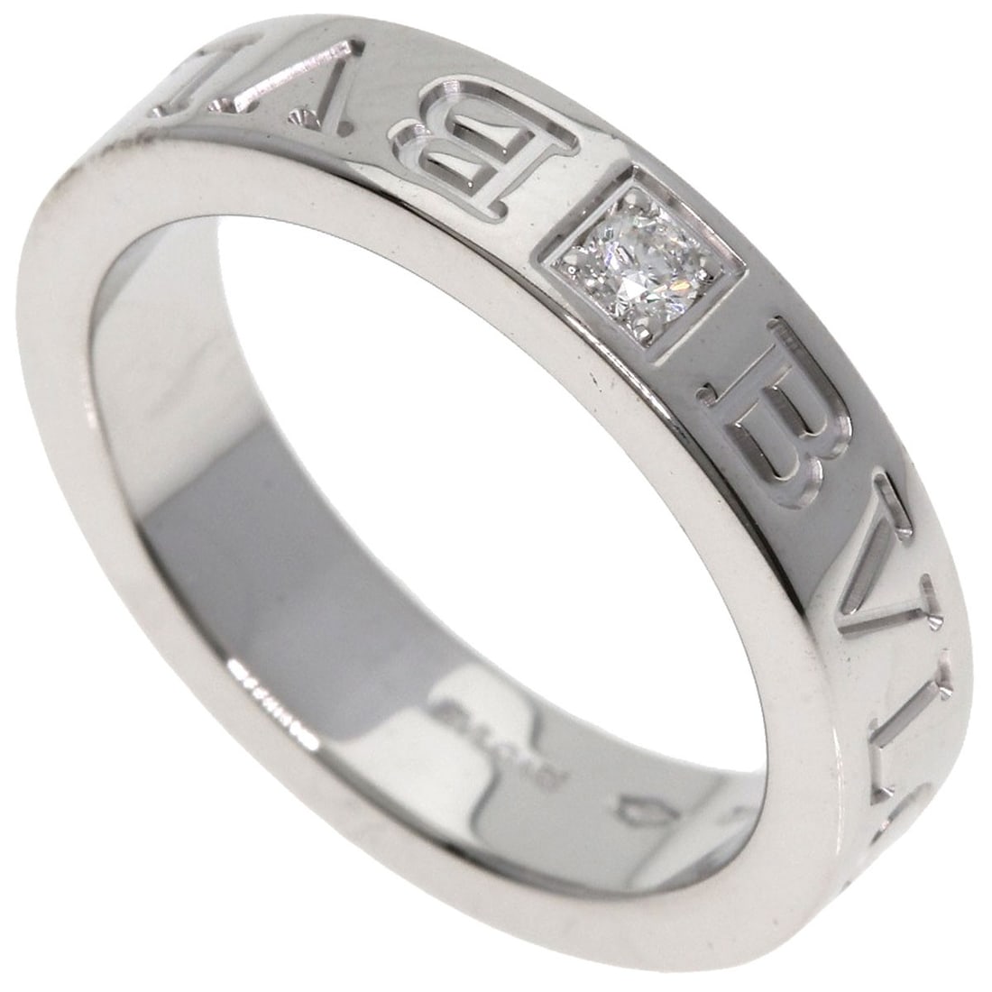 Double Logo Diamond Ring Bvlgari K18 White Gold: Double Logo Diamond Ring Bvlgari K18 White Gold BVLGARI's Double Logo Diamond Ring showcases the luxury brand's signature style with a sleek, K18 white gold design. The ring features a diamond main st
