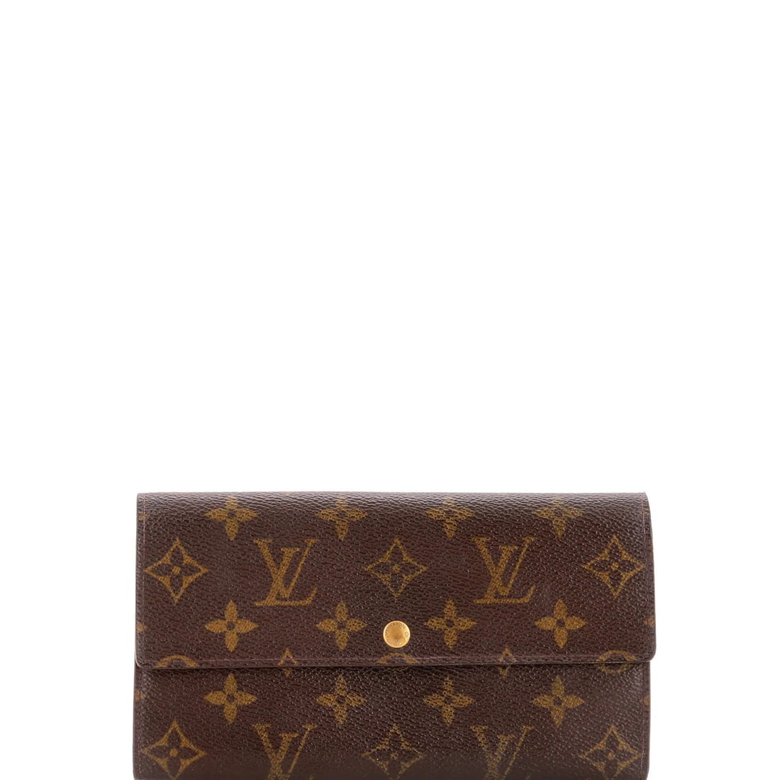 Louis Vuitton Sarah Monogram Canvas Wallet: Louis Vuitton Sarah Monogram Canvas Wallet Brown Louis Vuitton Sarah Monogram Canvas Wallet with Gold Hardware, featuring a classic design and timeless monogram pattern. The wallet's canvas exterior h