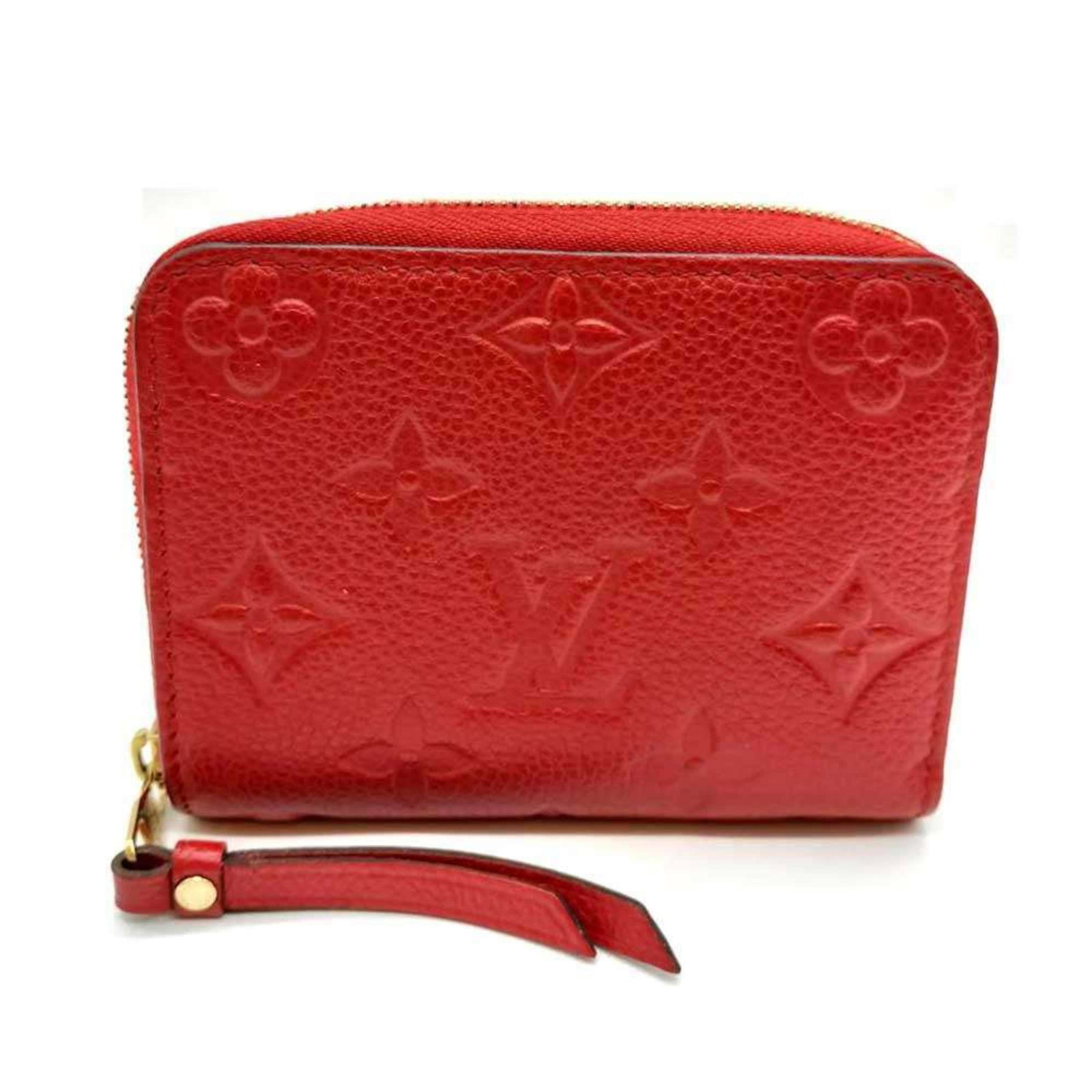 Louis Vuitton Purse Case Monogram Coin Empreinte: Louis Vuitton Purse Case Monogram Coin Empreinte Monogram Empreinte coin purse/coin case from Louis Vuitton features a striking red color and Sacrlet closure. The compact size of 8.5cm x 11cm x 2cm
