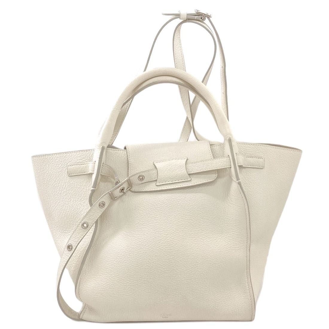 Celine Big Bag 2Way Handbag Leather: Celine Big Bag 2Way Handbag Leather White leather Celine Big Bag 2Way features a classic design with a signature 2-way closure. Made from high-quality leather, this timeless handbag is a stylish
