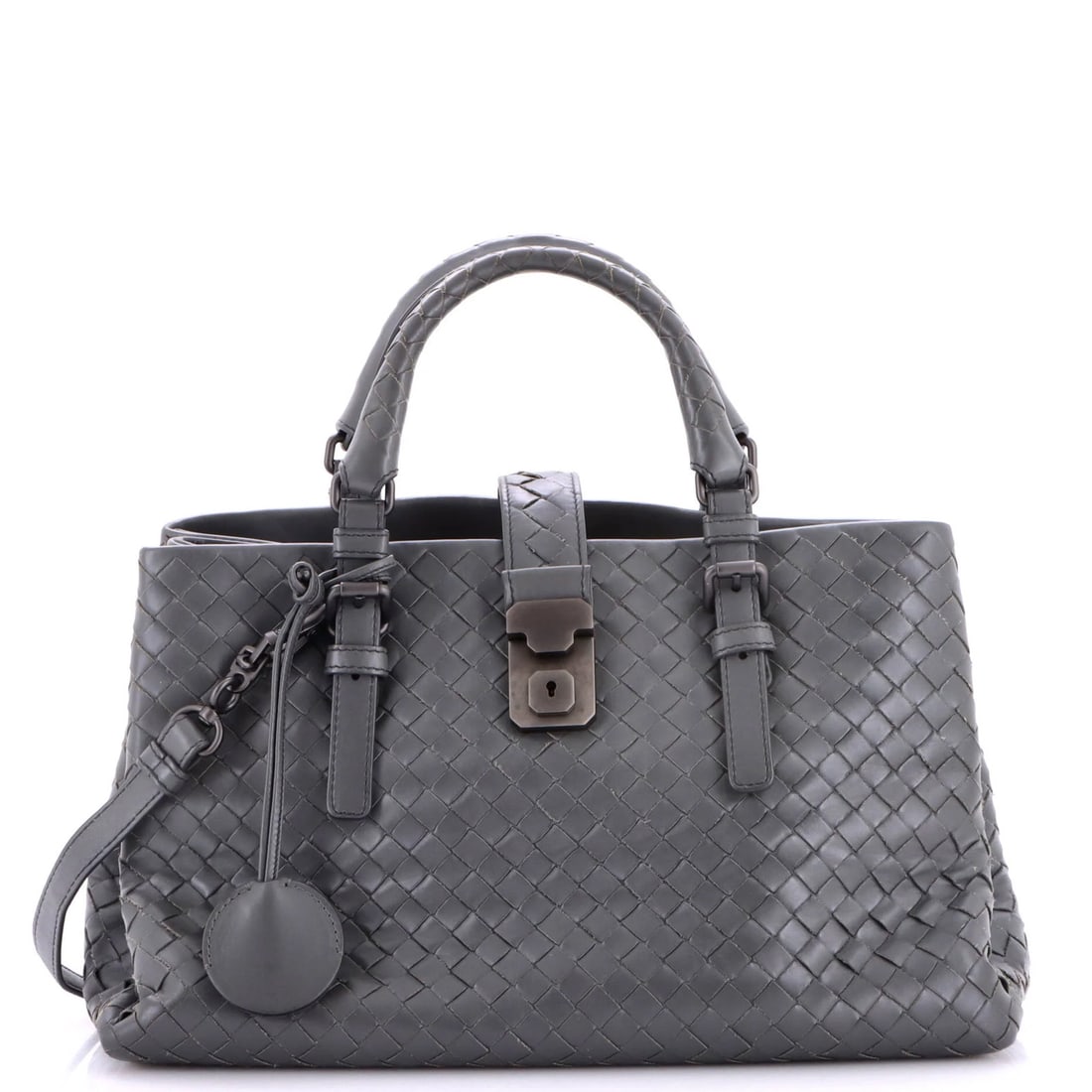 Intrecciato Roma Nappa Small Bottega Veneta Bag: Intrecciato Roma Nappa Small Bottega Veneta Bag Black Intrecciato Roma Nappa Small Bottega Veneta Bag with sleek design and signature woven leather pattern, featuring a small size and sturdy gun