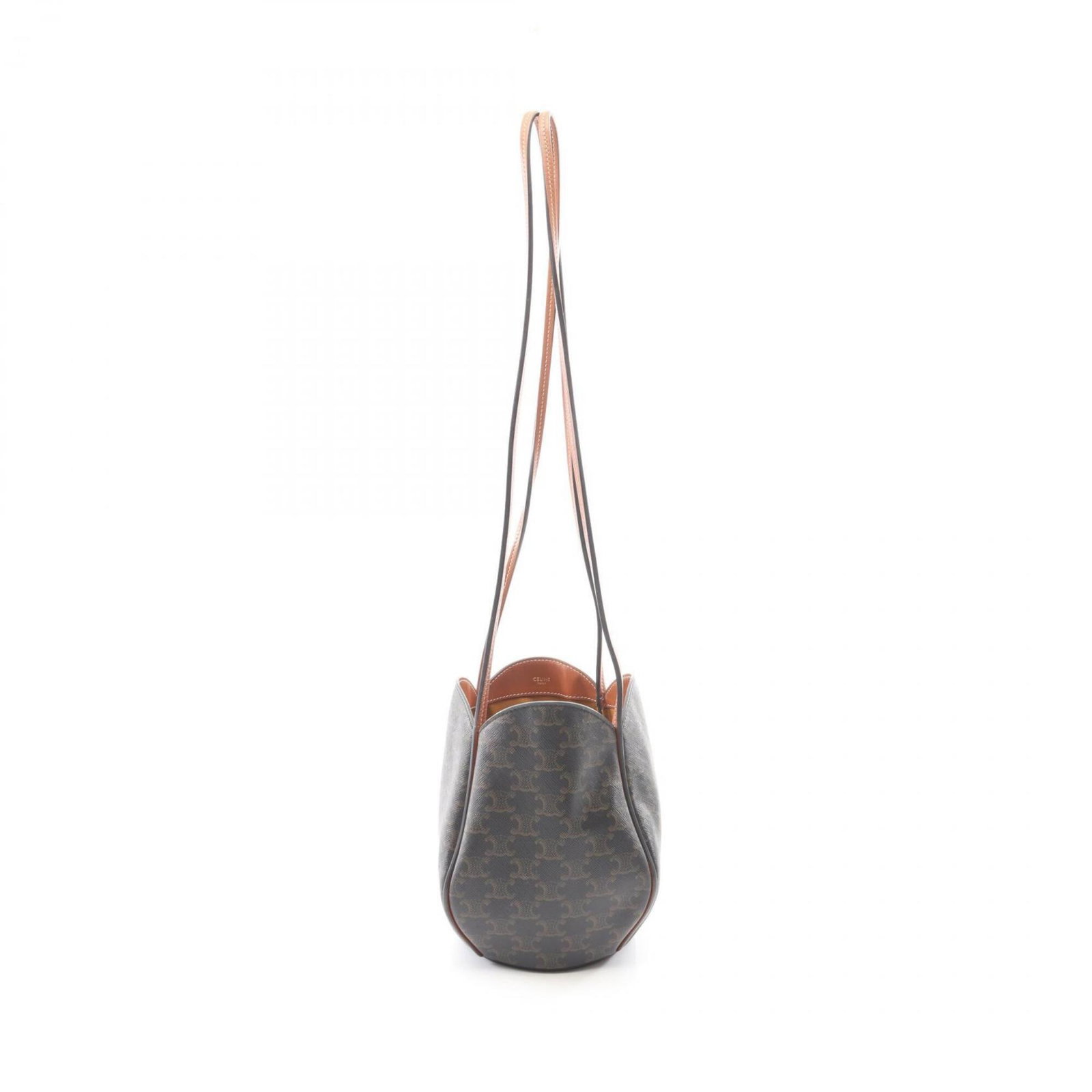 Shoulder Bag Pvc Leather Celine: Shoulder Bag Pvc Leather Celine This Celine shoulder bag features a unique combination of PVC and leather materials, creating a striking black and brown color scheme. Measuring 22cm x 13cm x 14cm, it